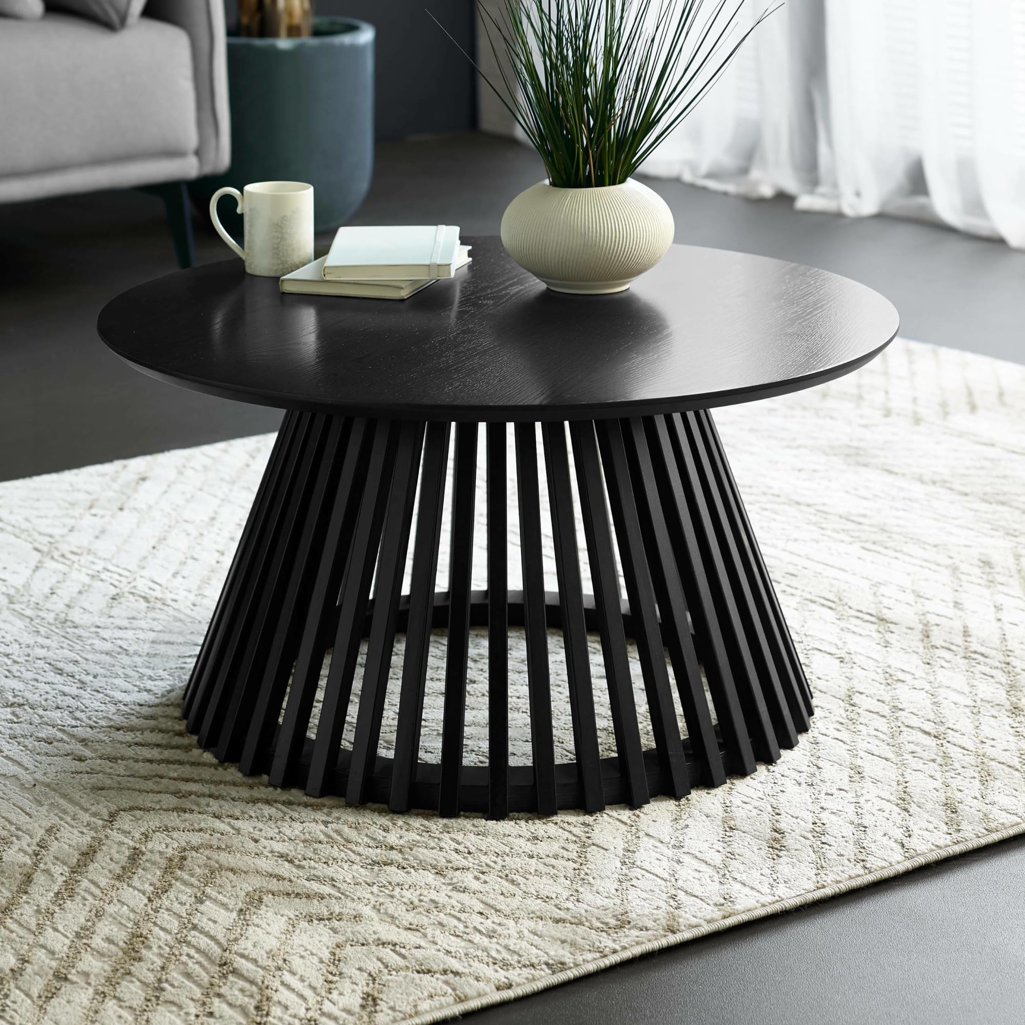 Julian Bowen Ollie Black 80cm Round Coffee Table