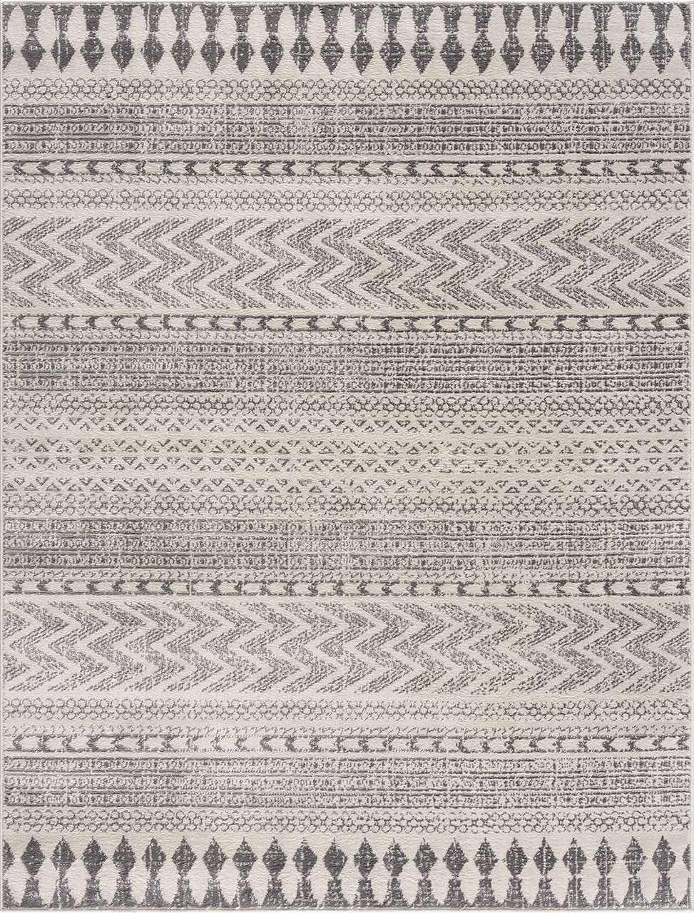 Hauteloom Tigris Living Room, Bedroom Area Rug - Traditional - Gray, Ivory - 5'3" x 7'