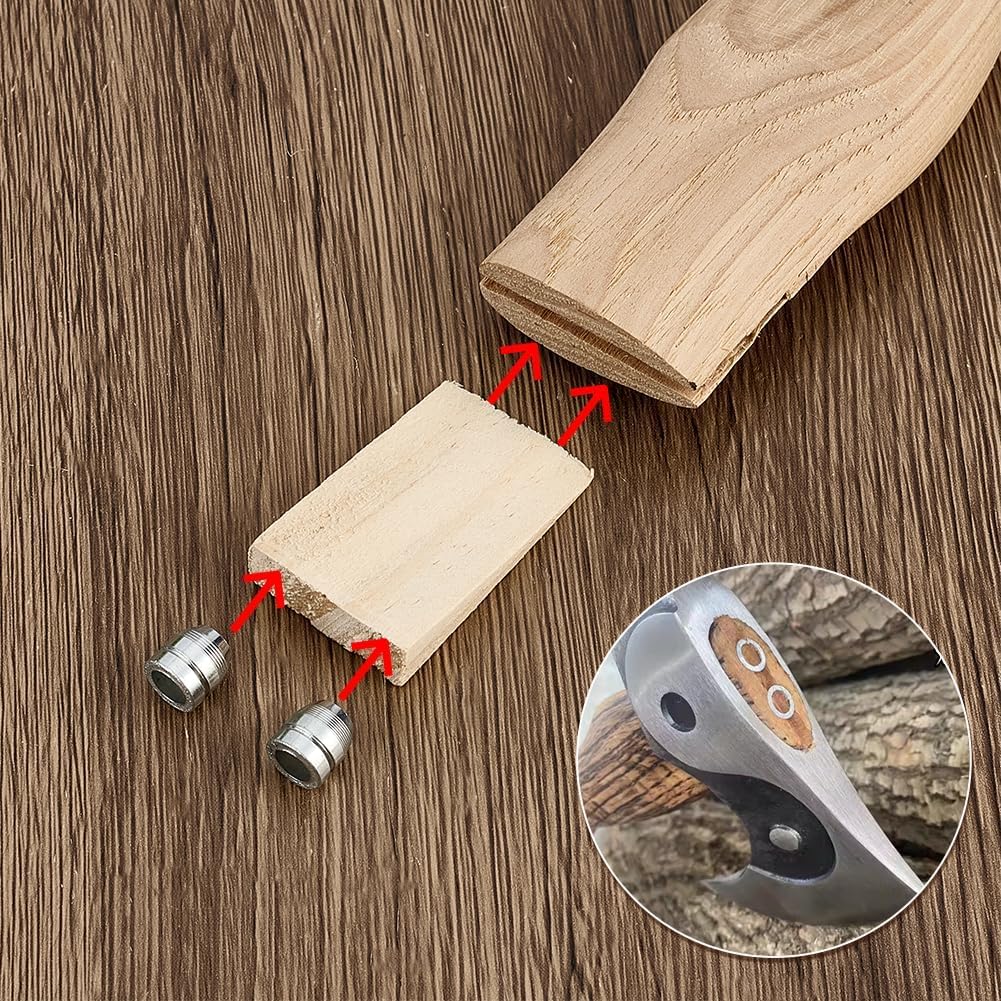 PH PandaHall 28pz Cunei di Sicurezza per Manici Rotondi Legno e Acciaio Inossidabile Kit Sostituzione Manico Ascia Martello