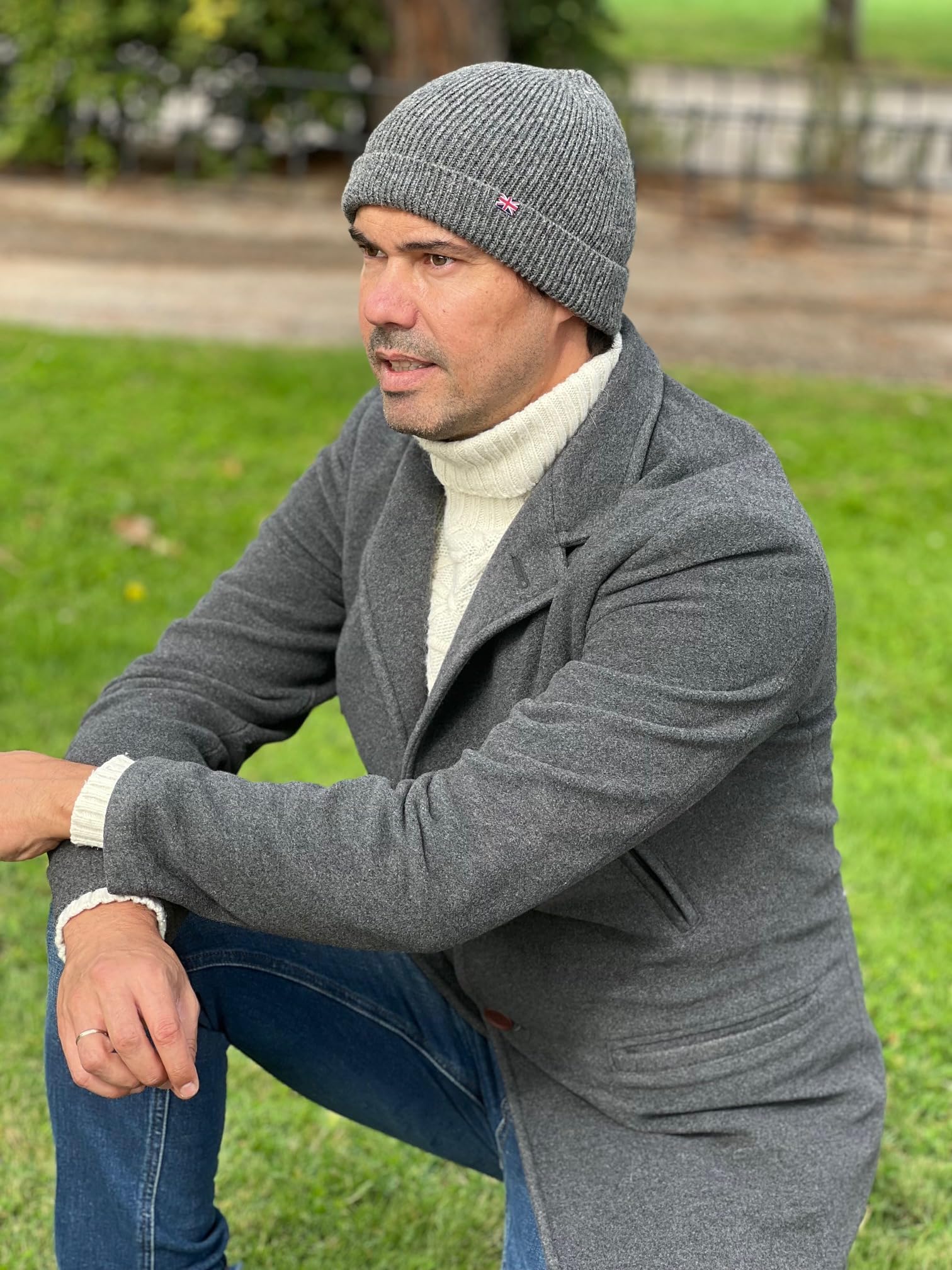 Patriia Gorro de lana merino 100 % con bandera británica. Hecho a mano. Gorro de lana para hombre. Gorro de lana para mujer. Gorro de punto