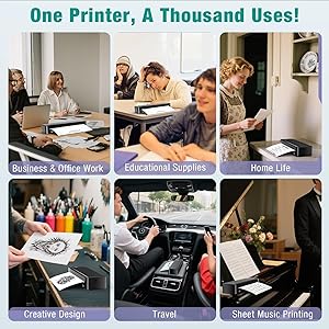 PEDOOLO Portable Printer Wireless for Travel, Inkless Thermal Printer Supports 8.5 x 11 Inch Thermal Paper, Bluetooth Compatible with iOS, Android, Laptop Includes 2 Rolls & 10 Sheets of Paper Kit