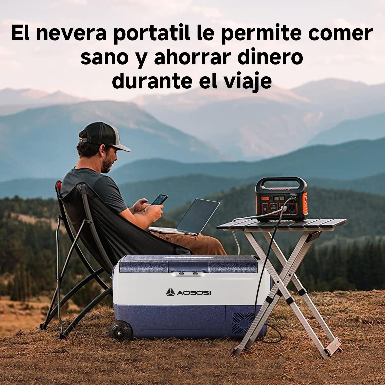 AAOBOSI 36l Nevera Portatil con Ruedas, Nevera Compresor Doble Zona con APP y Puerto USB, Nevera Camping 20 °C a -20 °C, 12/24V DC,100-240V AC, para Hogar, Camping, Viajes, Coche, Barco y Autocaravana
