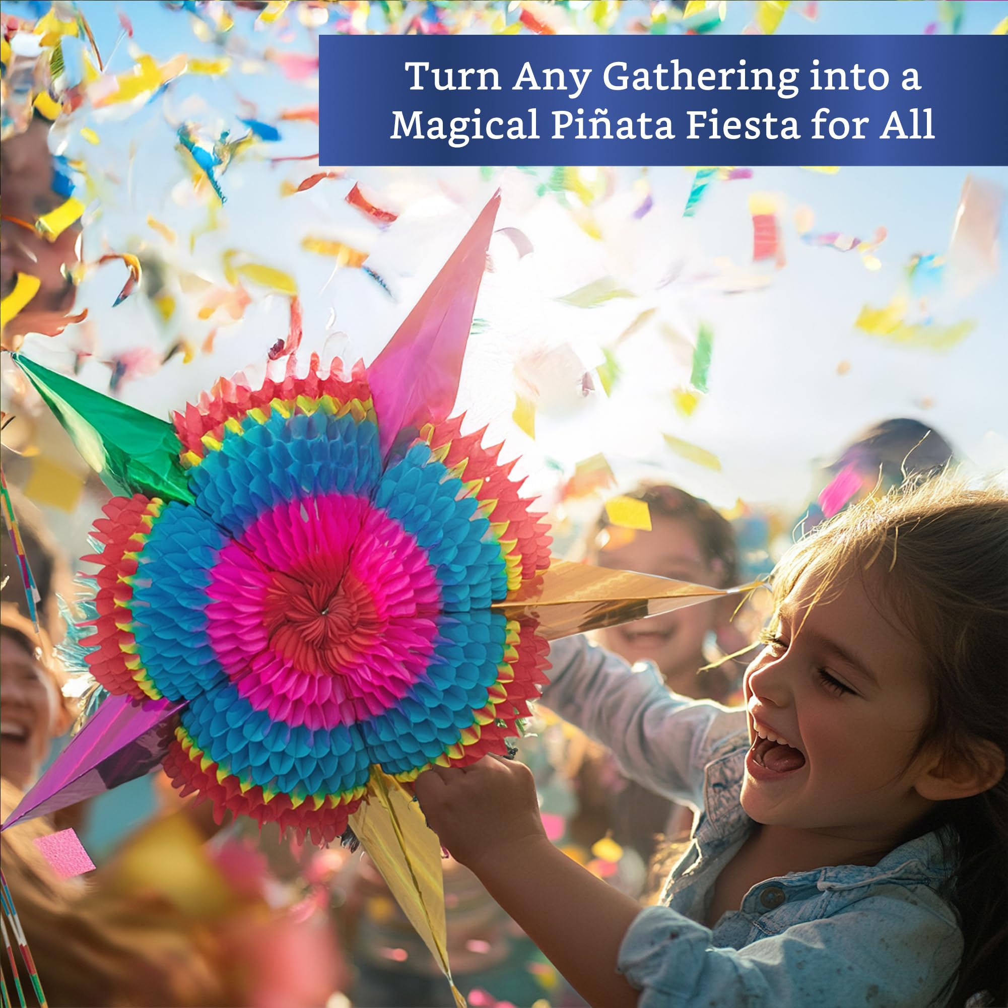 Mexican Piñata (Medium 26 inches) - Authentic Handmade Foldable Pinata for Birthday Party - Piñatas para Cumpleaños - Fiesta Piniata - Mexican Star Pinata - Cinco de Mayo Pinatas