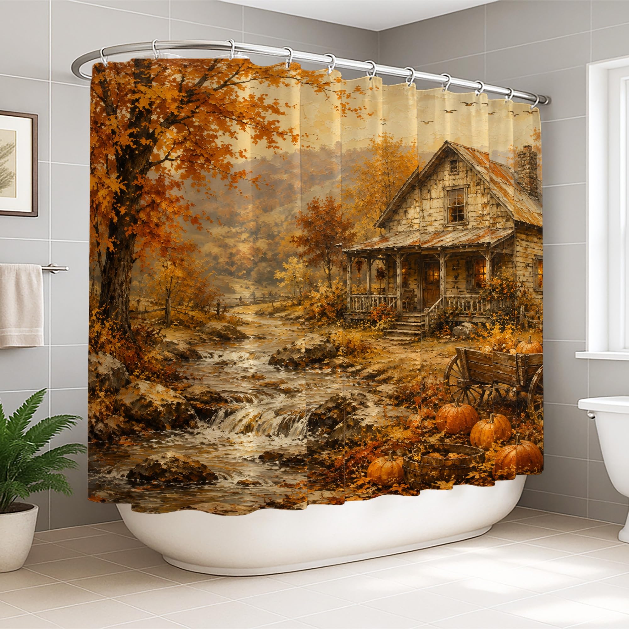 Rideau de douche extra large rustique orange pour sublimer la chambre d'amis