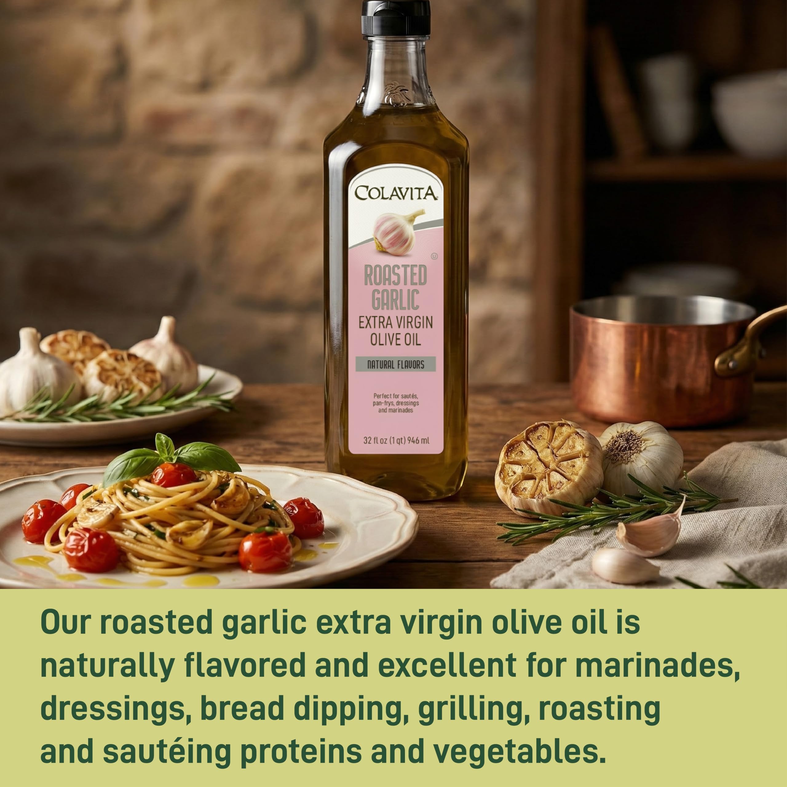 Colavita Roasted Garlic Extra Virgin Olive Oil, 32 Ounce