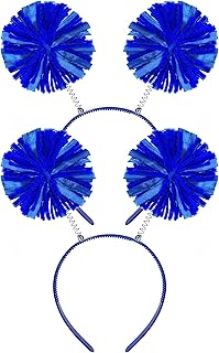 QLINLEAF Blue Pom Pom Headband for Halloween 80s Cosplay Birthday Party School Activities