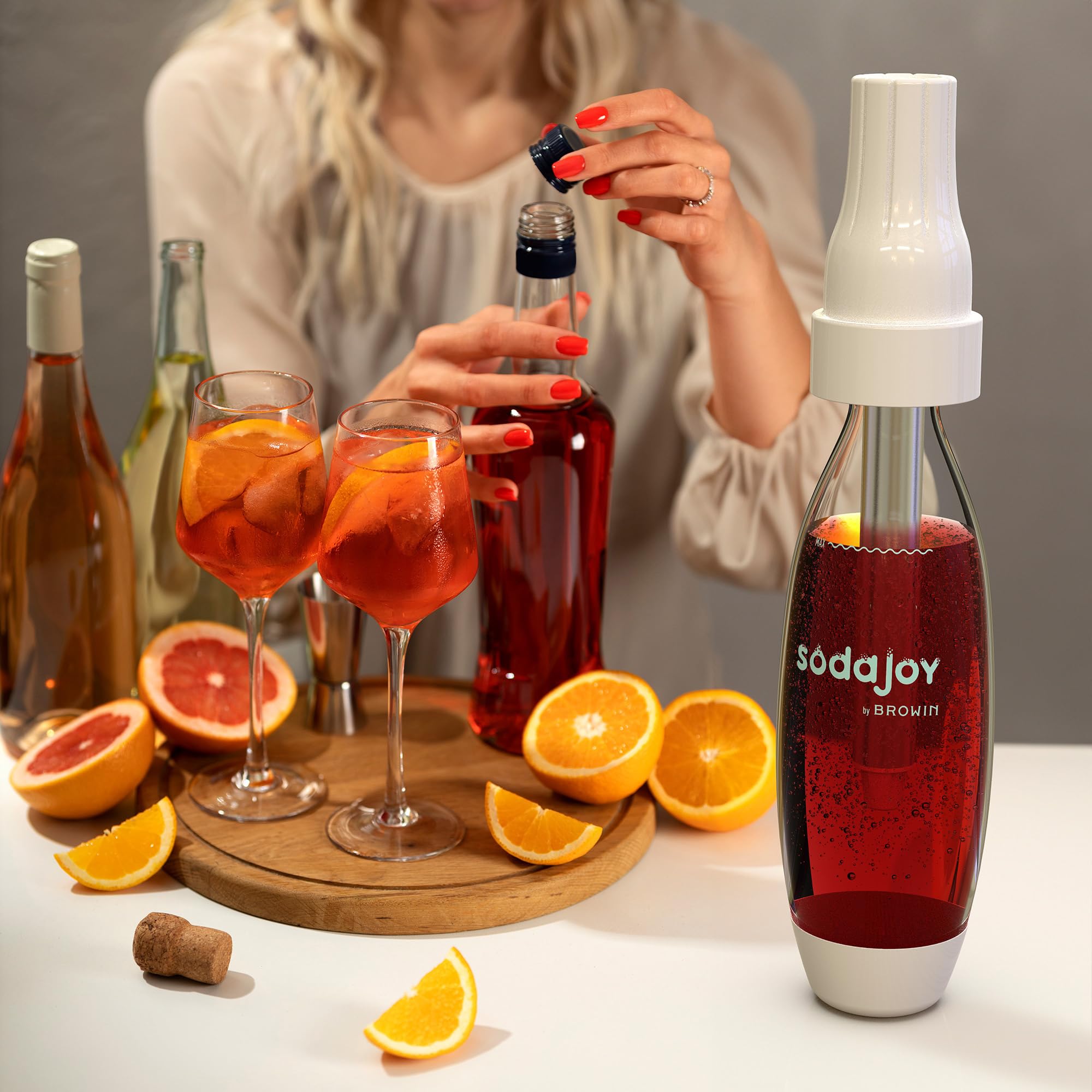 BROWIN® Wassersprudler SodaJoy 312022 | Set mit 10 CO2-Patronen | Sprudelwasser einfach selbst gemacht | Umweltfreundliche Alternative zu Einwegflaschen | Inklusive nachfüllbarer CO2-Patronen