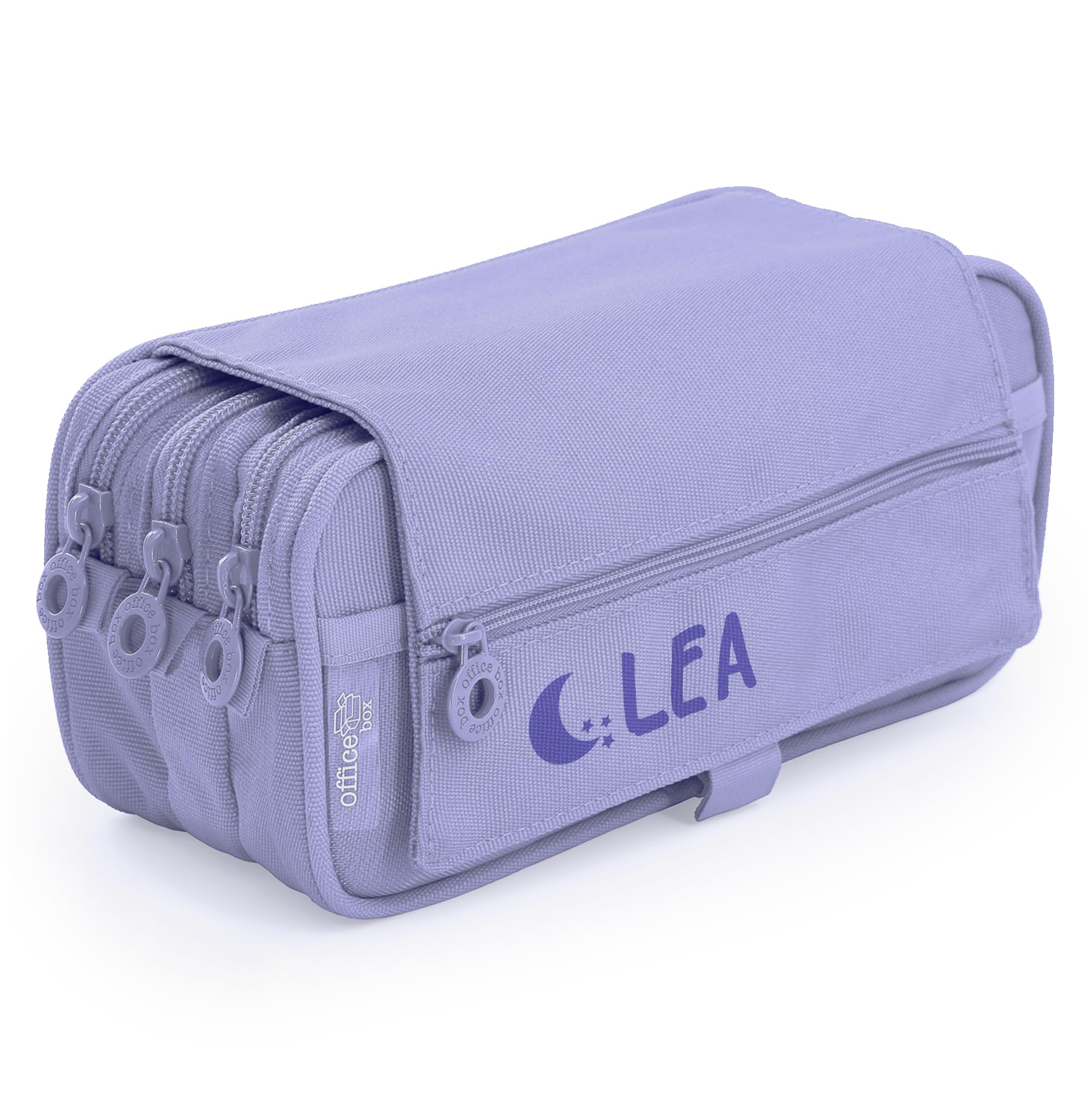 Stikets Estuche Triple Personalizado con Nombre con 3 Compartimentos para el Cole (Lila Lavanda)