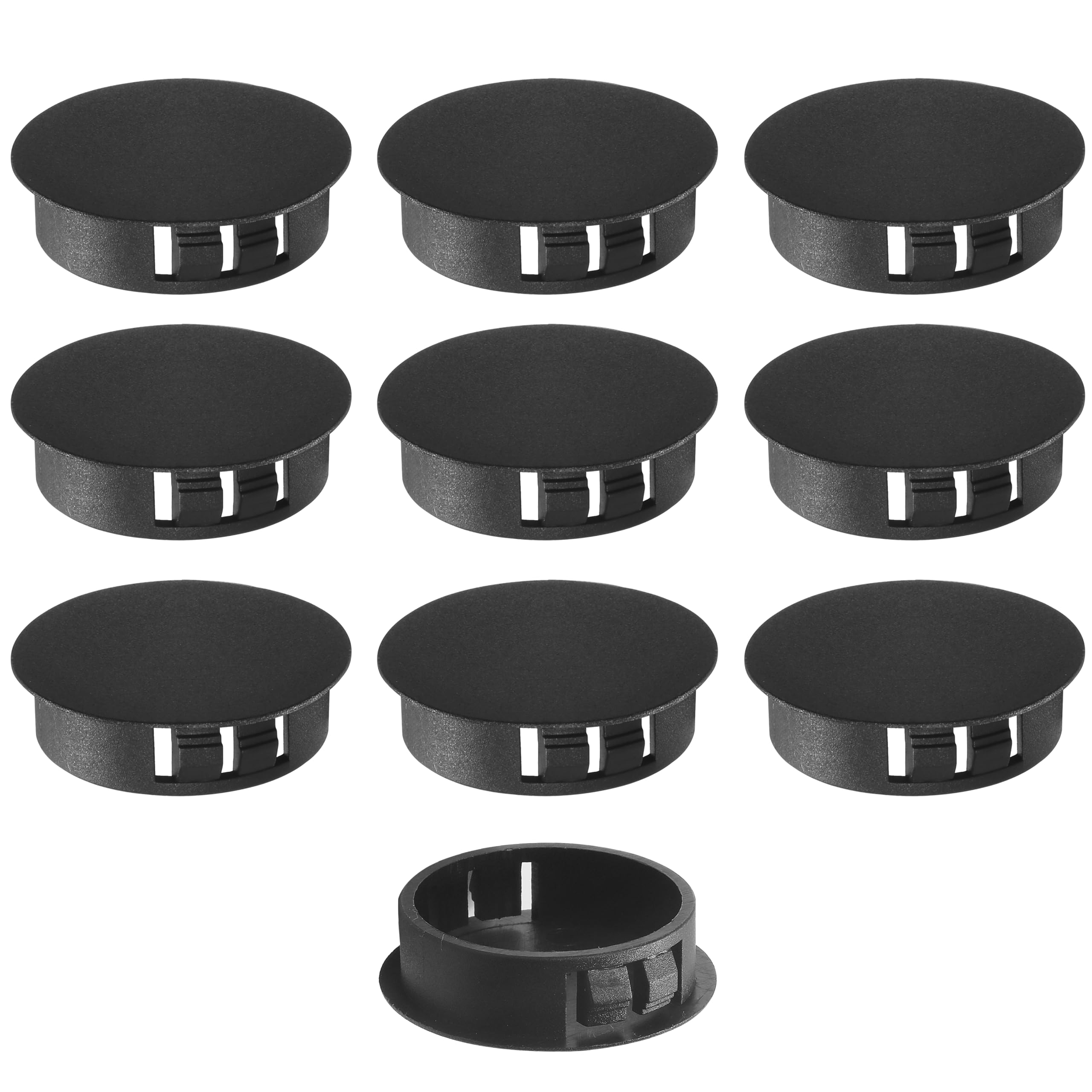35mm Plastic Hole Plugs - Masendelk Snap-in End Caps - Black - 10pcs