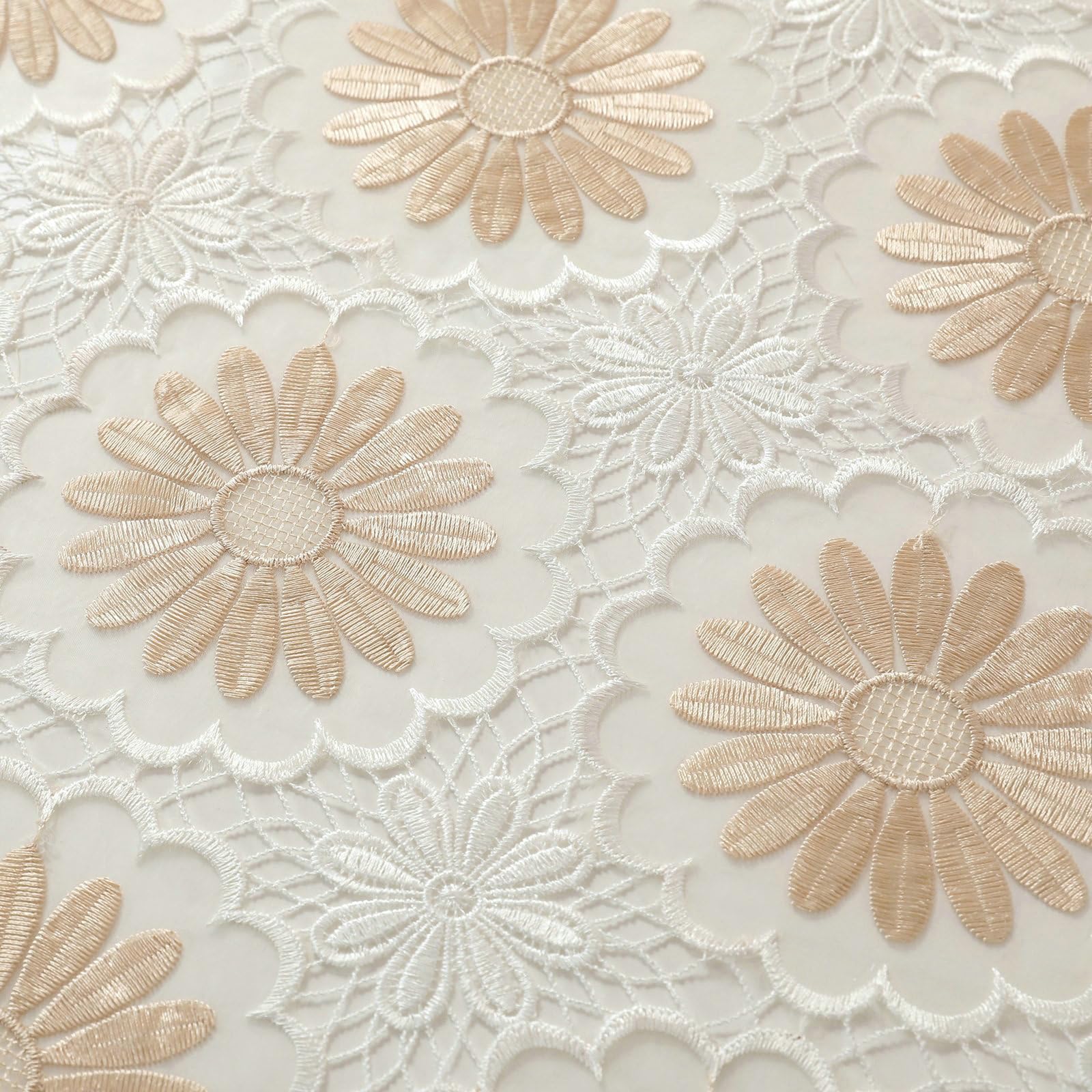 Tischdecke Abwaschbar 150x150 cm, Blume Stickerei - Polyester