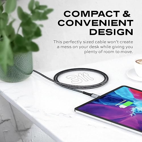 Miniatura 6 de STATIK Ultra4 - Cable USB C a USB C de 240 W de 3 pies, transferencia de datos de 40 gbps con tecnología BlitzCharge, compatible con pantallas de