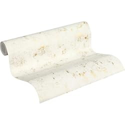 Revestimiento Vintage Para Paredes A.S. Création Papel Pintado de Vinilo - Papel Pintado Vintage en Blanco y Oro - Papel de Pared para Varios Espacios - Papel Pintado de Pared en 10.05 m x 0.53 m