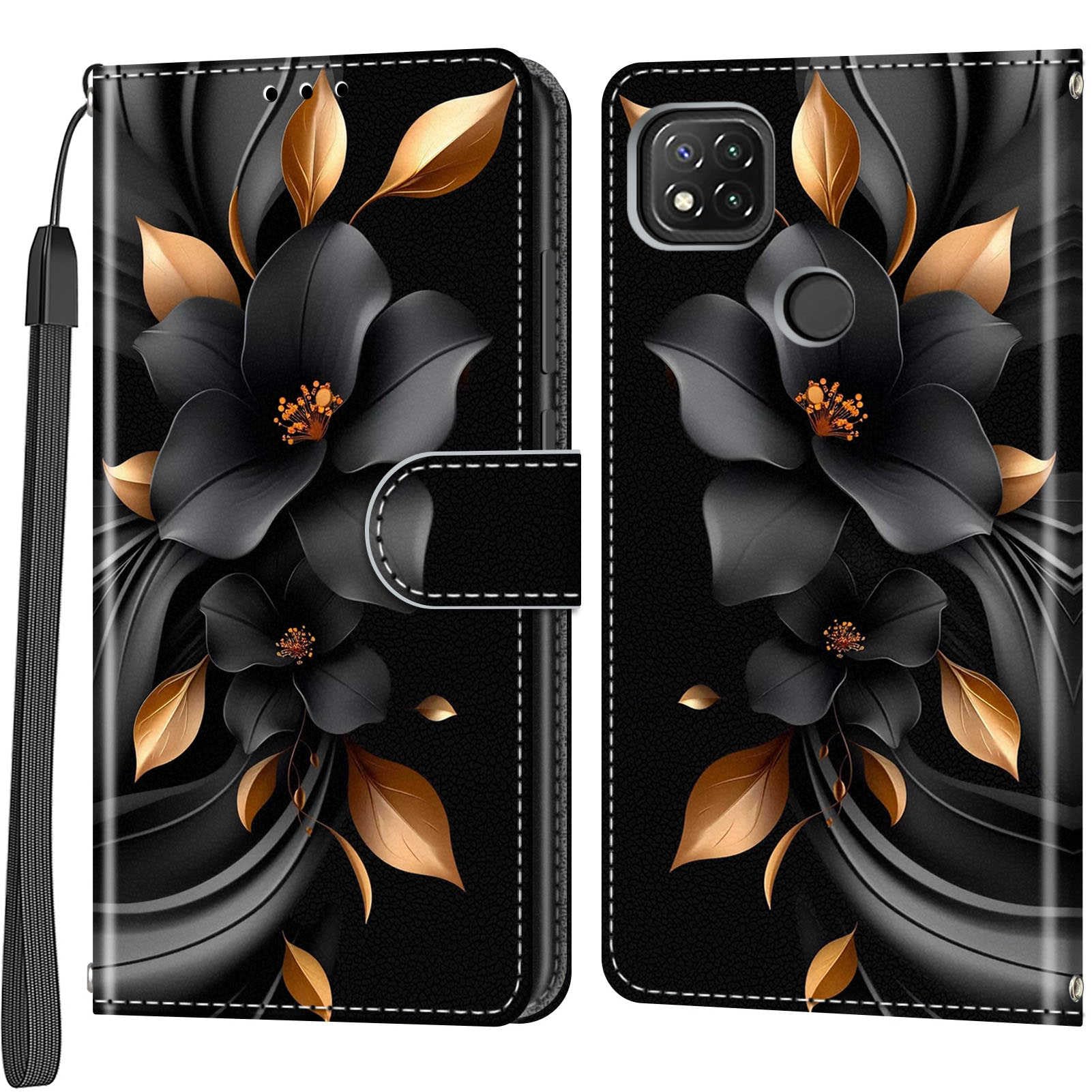 PHINIENLAND Cover per Xiaomi Redmi 9C / Redmi 10A Case PU Pelle Custodia [ Kickstand] [Chiusura magnetica] [Slot per Schede], Portafoglio Flip Custodia per Xiaomi Poco C3,Farfalla