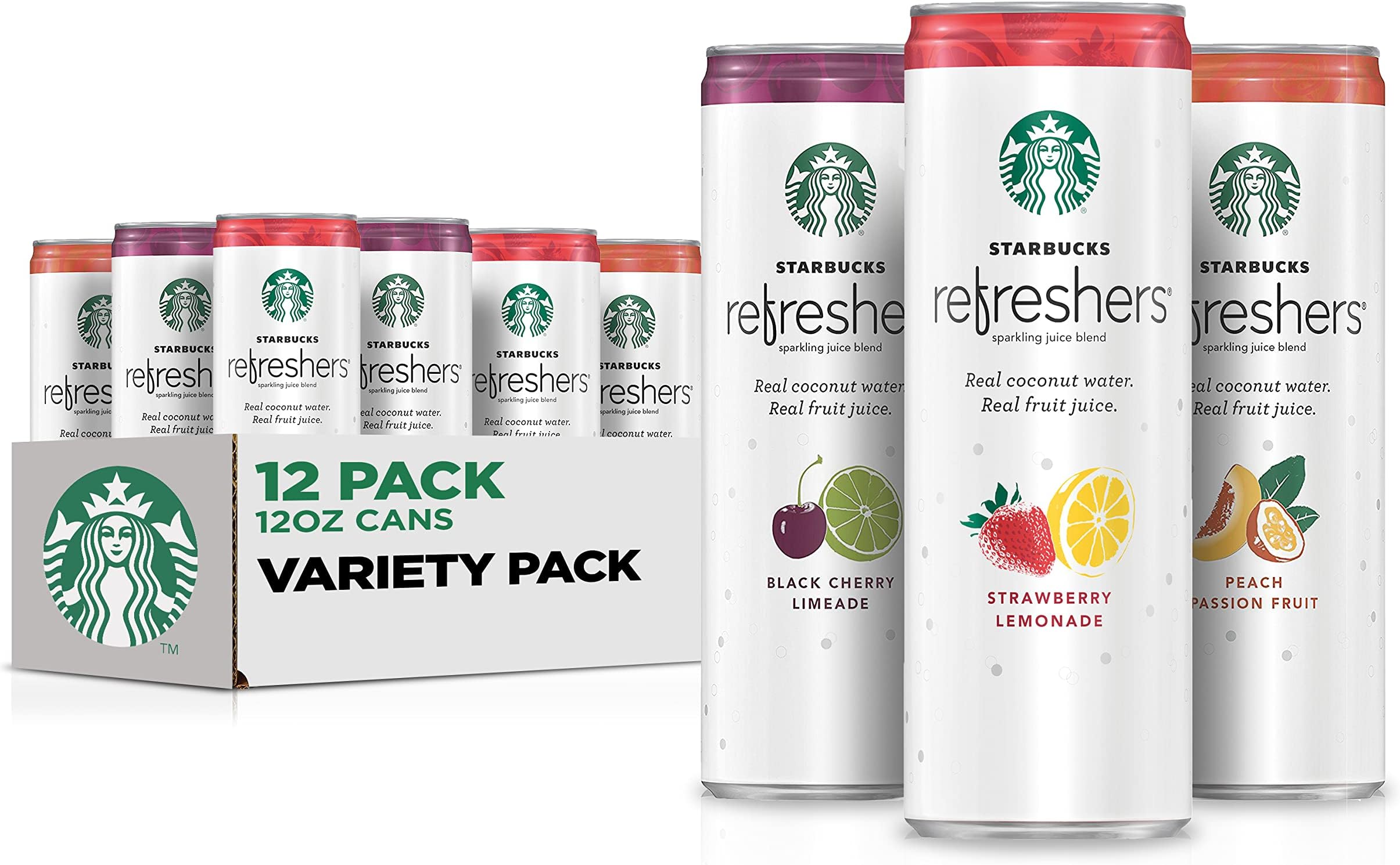 Refreshers with Coconut Water, 3 Flavor Variety Pack, 12 fl Oz. Cans (12 Pack)