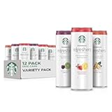 Starbucks Refreshers, 3 Flavor Variety Pack (Peach,Cherry, Stw Lmd), 12 Ounce Sleek Cans (Pack of 12)
