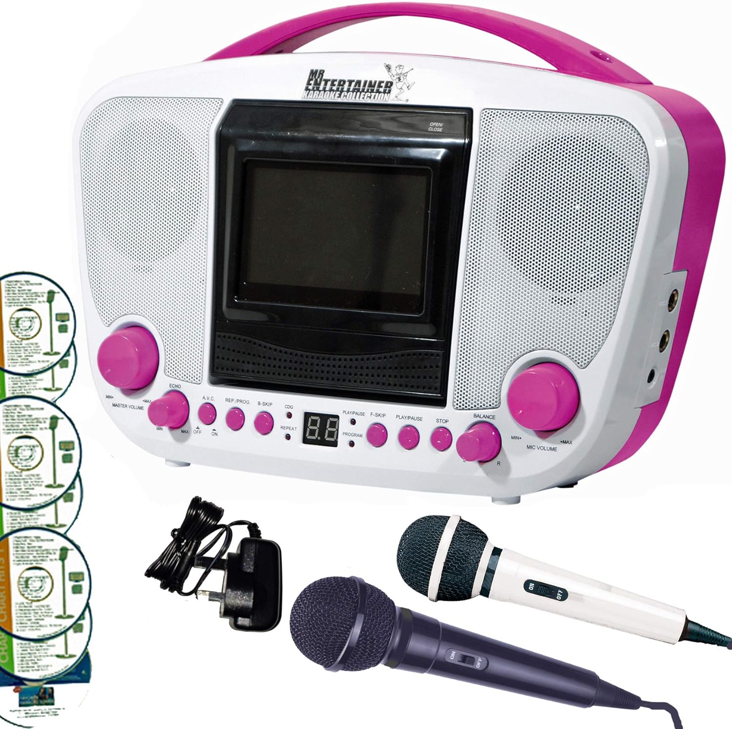 Bluetooth PINK Karaoke Machine, Screen Monitor (shows song words) 2