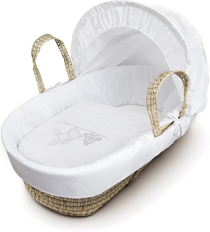 ELEGANT BABY Kinder Valley White Teddy Wash Day Palm Moses Basket