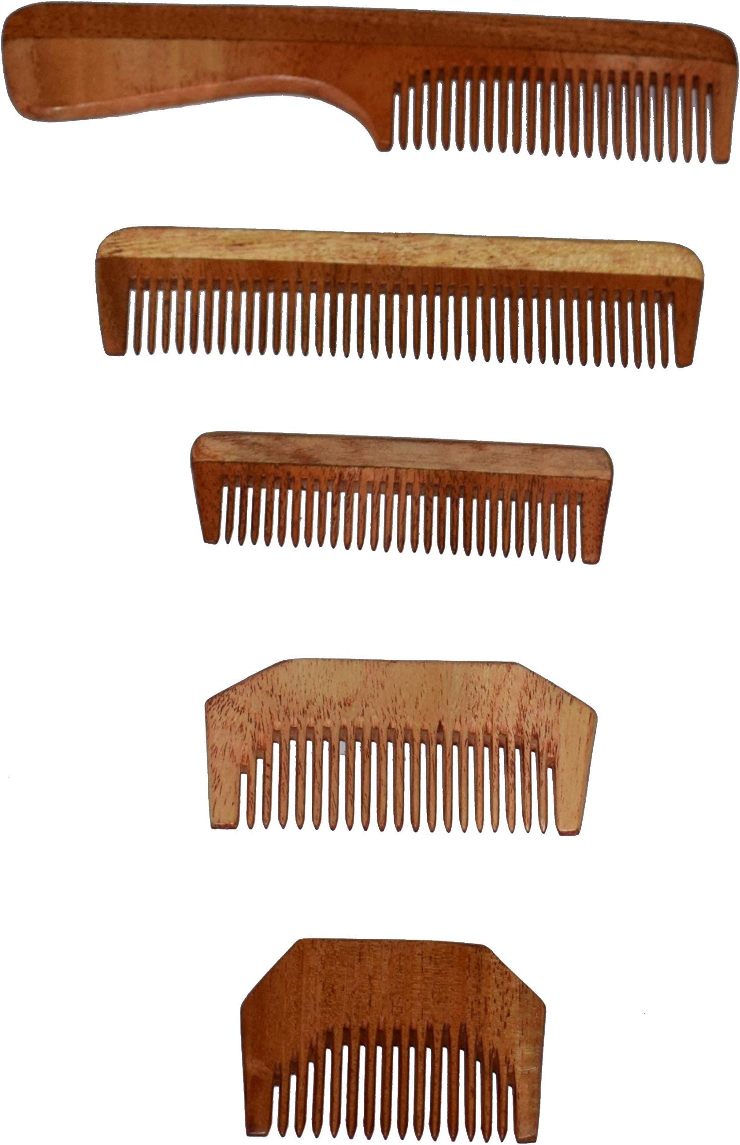 Swatika's Handmade Combo Comb made from Neem (Azadirachta Indica) wood/tree for grooming hair & controlling Dandruff of head, Eco-Friendly, Hair Friendly Natural wooden comb. (Set of 4)