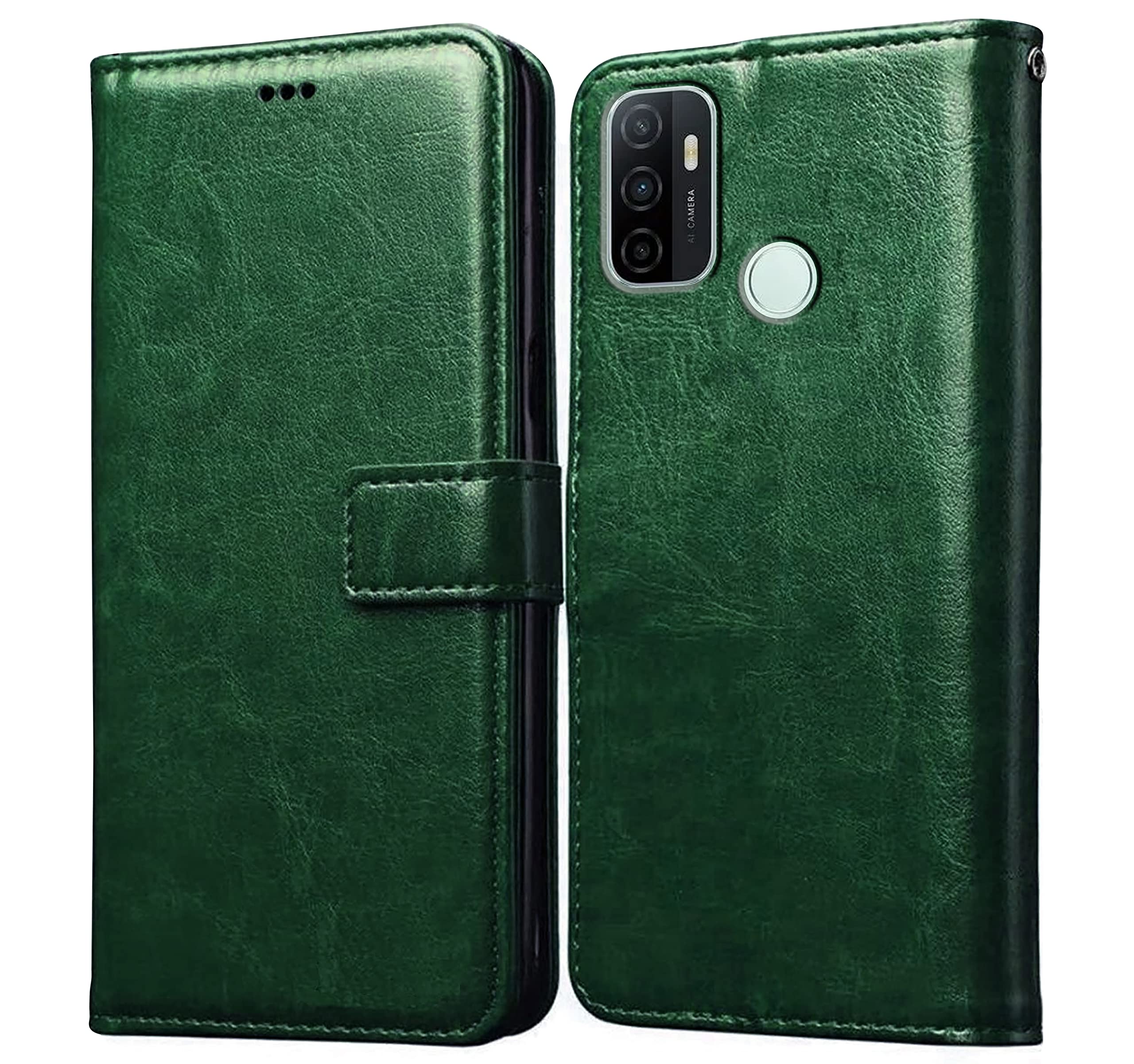 Amazon Brand- Solimo Flip for A53 / Oppo A33 (2020) (Leather_Green) (B0BHV3RY3X) Amazon Price History, Amazon Price Tracker