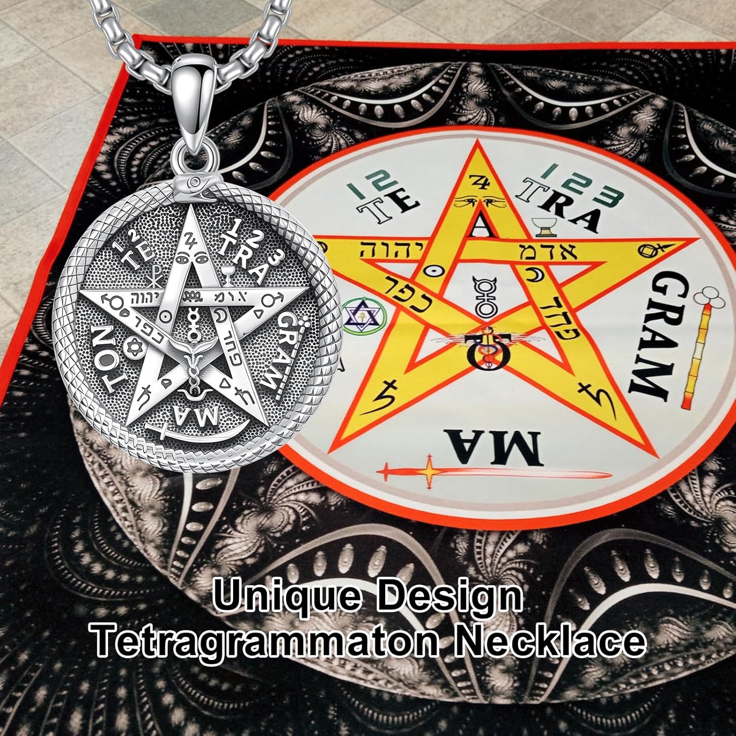 Witch Necklace 925 Sterling Silver Triple Moon Goddess/Tetragrammaton/Lilith/Hecate Necklace Pagan Wiccan Amulet Energy Gifts Witchy Jewelry for Women Men