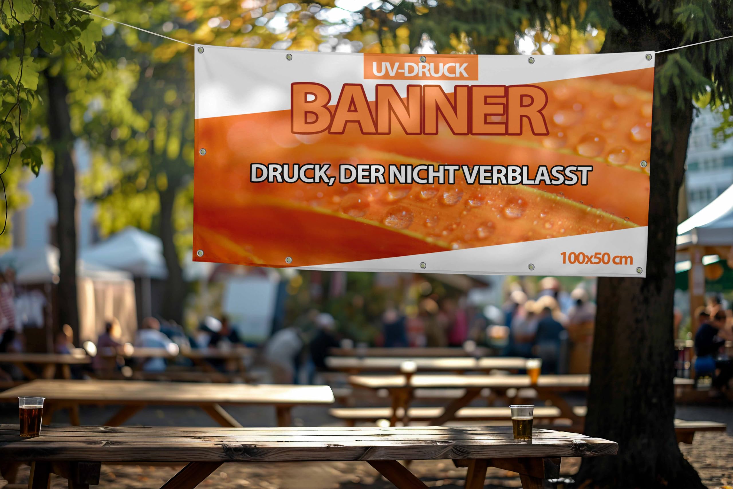 Banner Selbst Gestalten – Personalisierter Werbebanner mit Text/Logo/Foto – Für Werbung, Veranstaltungen & Dekoration – Wetterfest, UV-beständig – 450 g/m – von 1 bis 4 m – PrintMercial