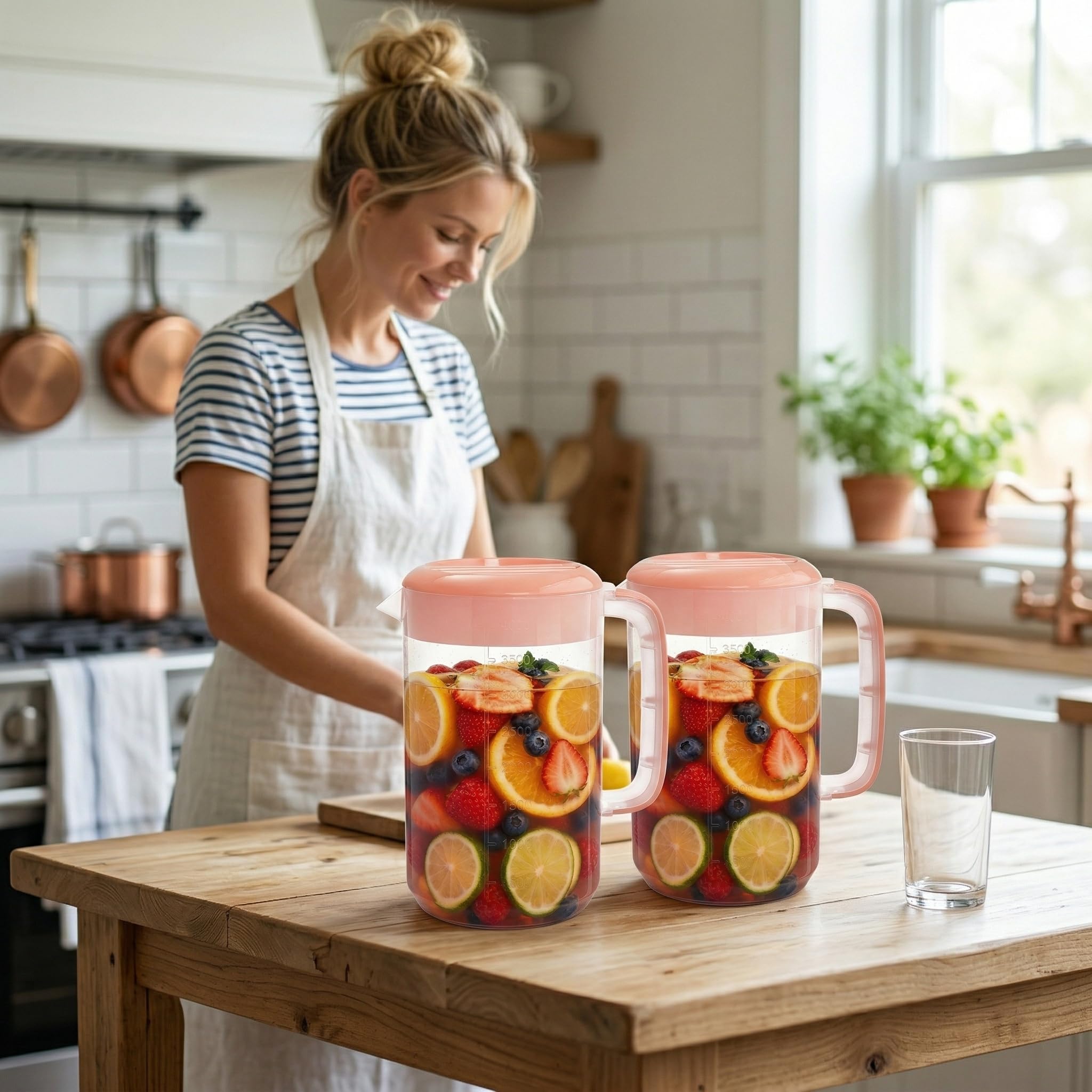 Amazon.com: Jucoan 2 Pack 1 Gallon Plastic Pitcher with Lid, Large