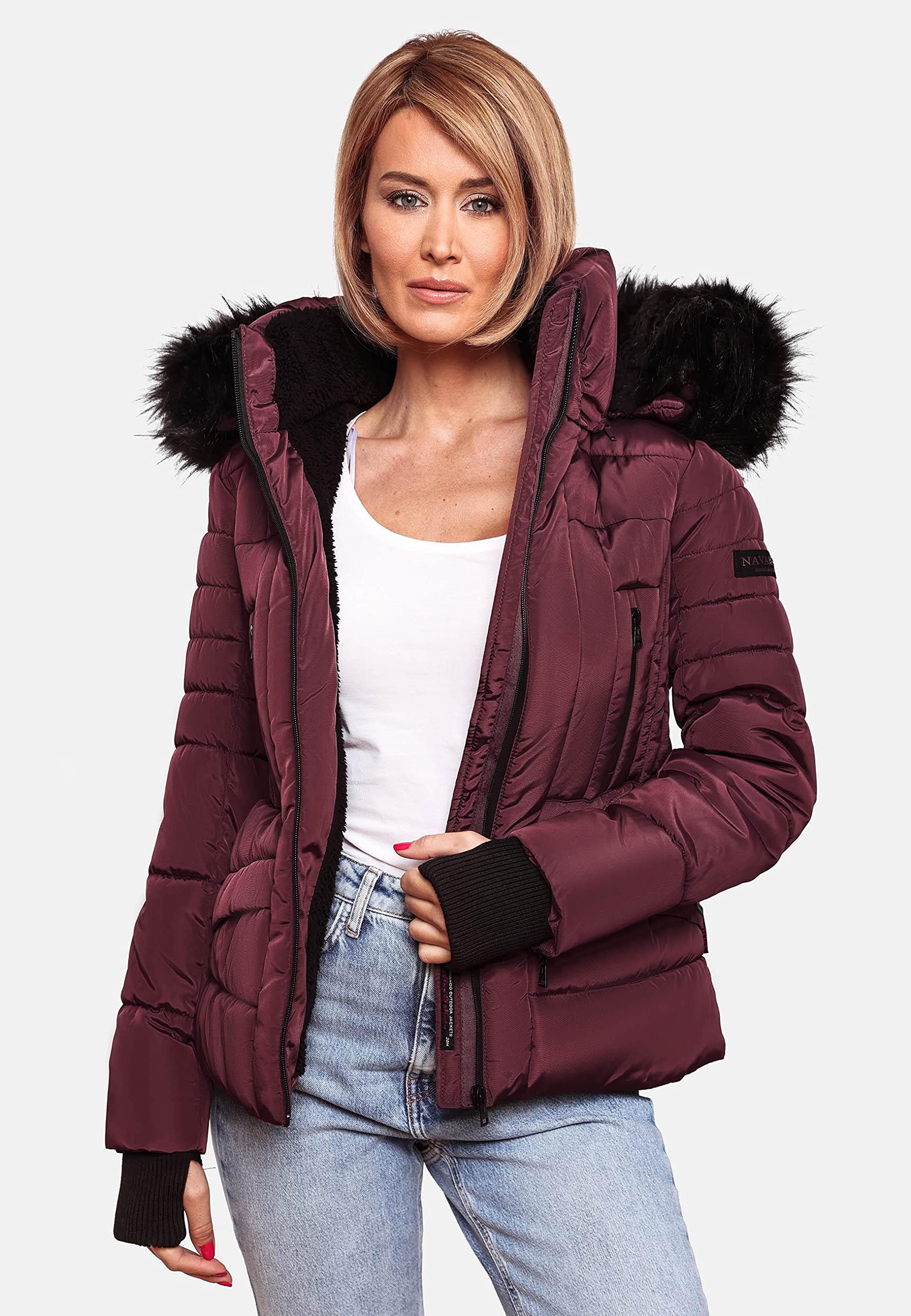 Navahoo Adele Ladies Winter Jacket With Black Faux Fur Hood