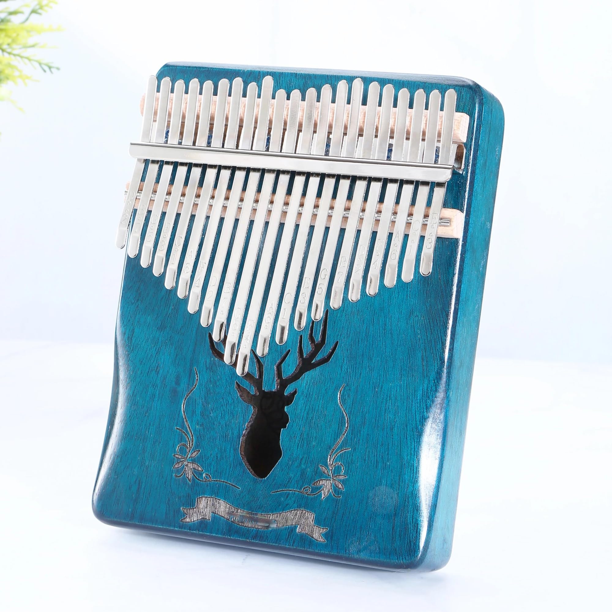 Kalimba 21 Klawiszowe Przenośne Pianino Kciukowe Profesjonalnie Strojone Kalimba(Reindeer blue)