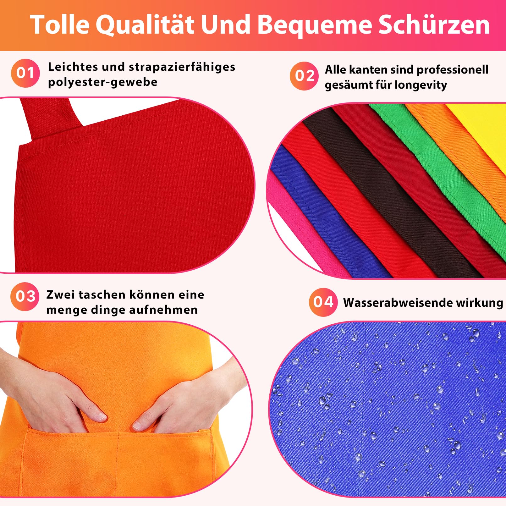 8 grembiuli da cucina regolabili, grembiule da cucina con 2 tasche, grembiule lavabile, grembiule da barbecue, grembiule da cucina per uomo e donna, 8 colori, multicolore, ca.
