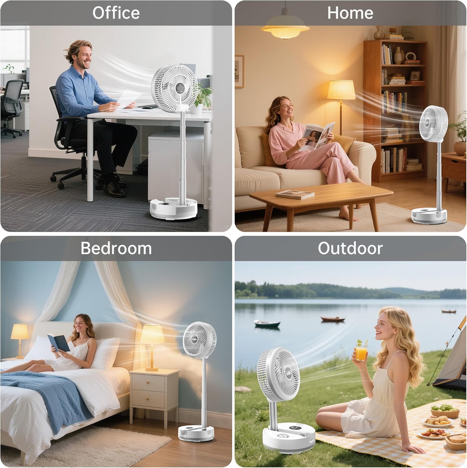 40000mAh Battery Operated Fan, Rechargeable Collapsible Fan, 106H Run, 8 Speeds Oscillating with Remote, Battery Powered with Timer & Light for Travel Cruise Essentials RV Outdoor Power Outage - Image 8