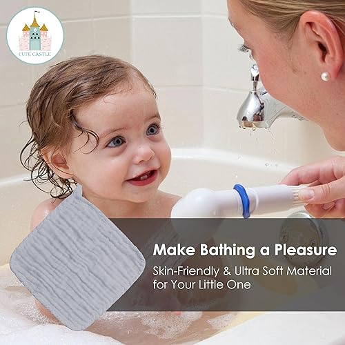 Vista 31 de Cute Castle Paquete de 12 paños de muselina para bebé, 100% algodón, ultra absorbentes, grandes, 20 x 10 pulgadas, trapos súper absorbentes