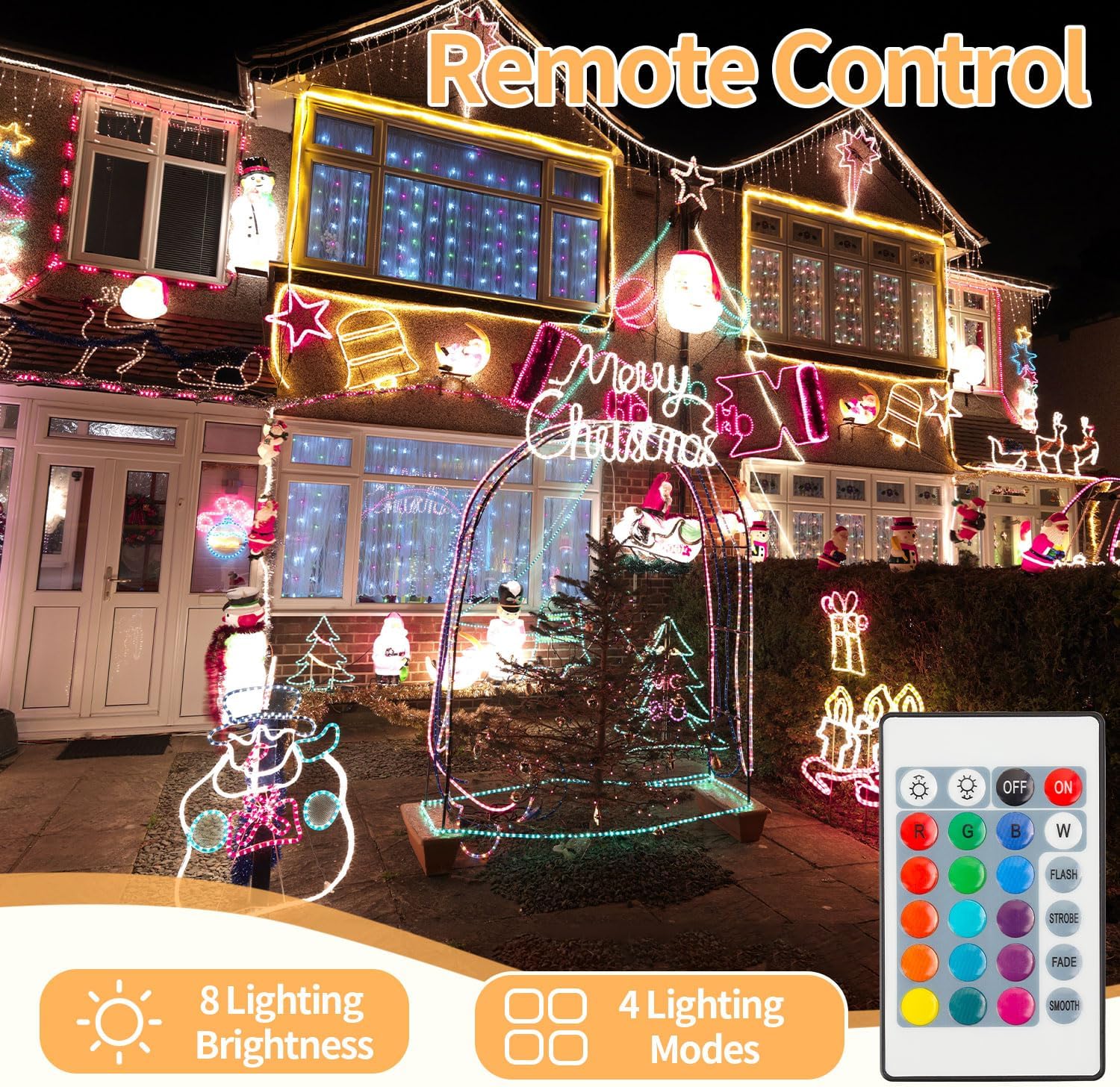 150 FT Waterproof Led Strip Lights for Outdoor Indoor, Cool White, Warm White, Blue, 16 Multiple Color Changing Led Light with Remote Control (150 feet)
