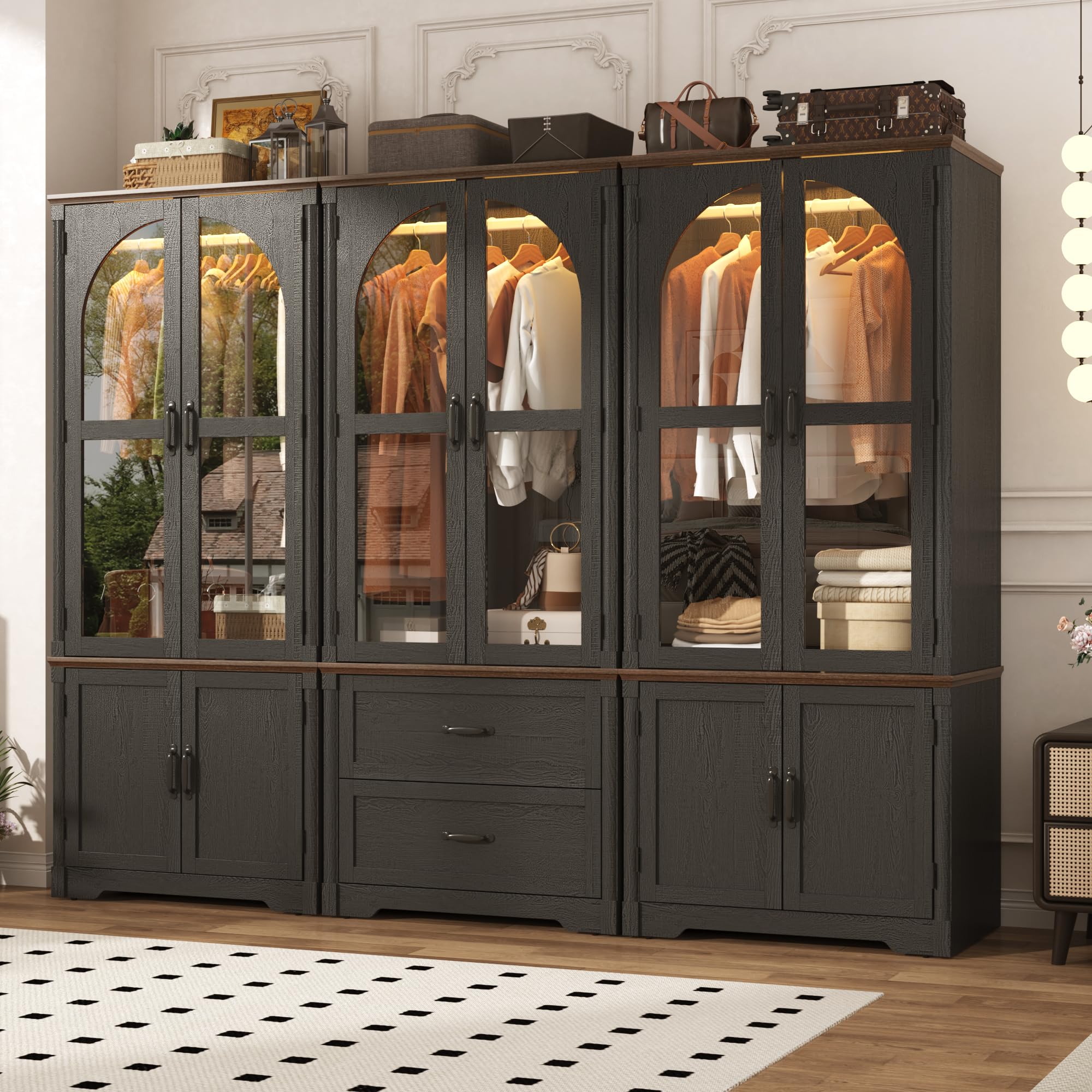 Amazon.com: Tall Farmhouse 6 Doors Armoire Wardrobe Closet with