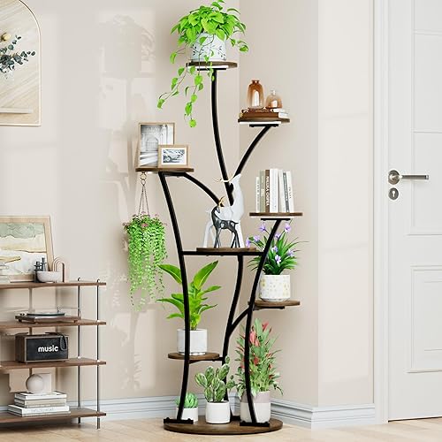 Miniatura 5 de LATIBELL Soporte para plantas de interior con luces de crecimiento, estante para plantas de 59 pulgadas de alto, soportes de esquina para plantas