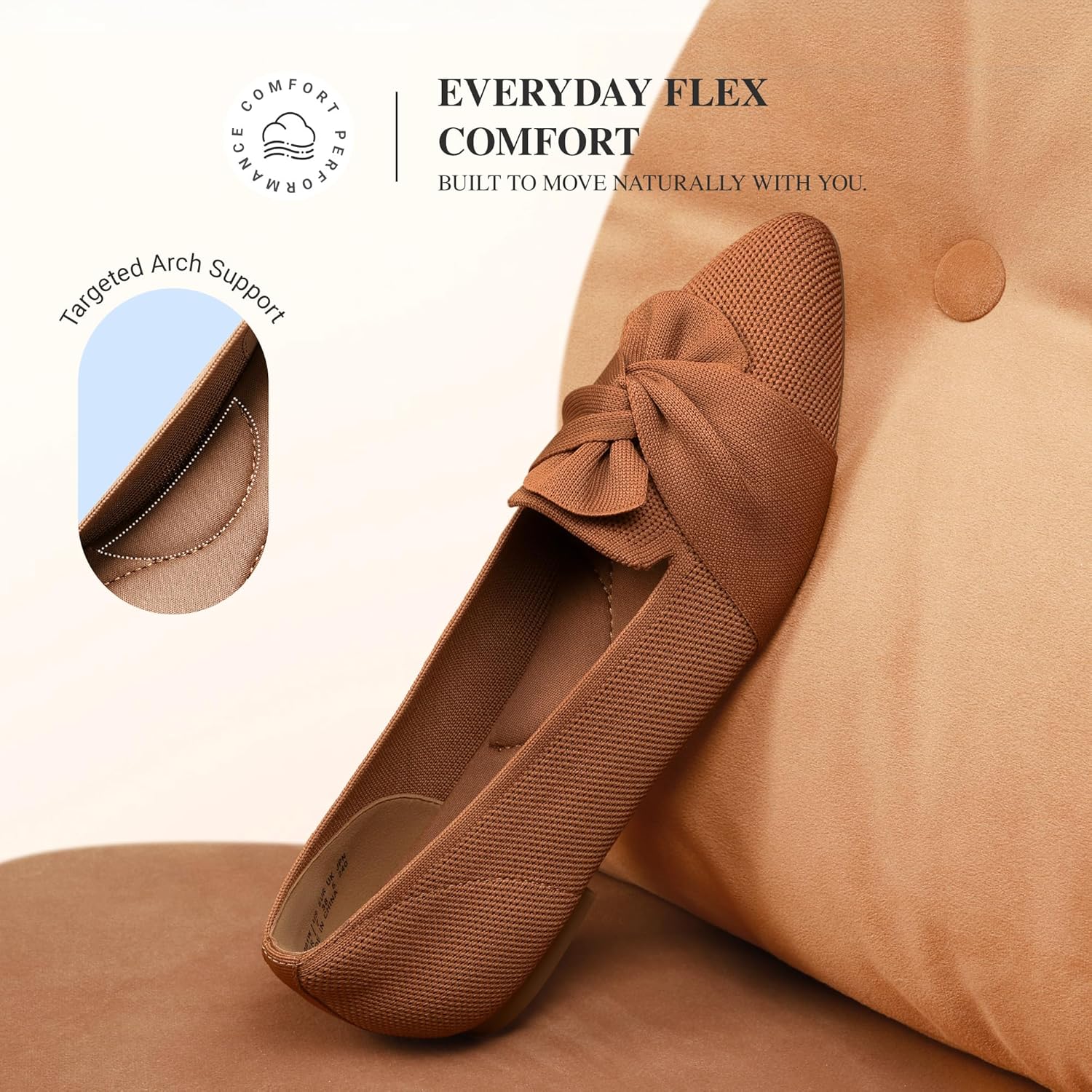 DREAM PAIRS Flats for Women Pointed Toe Foldable Knit Ballet Flats Comfortable Slip-On Dress Shoes Elegant Bow Flats for Work Office Business Casual Travel - Image 8