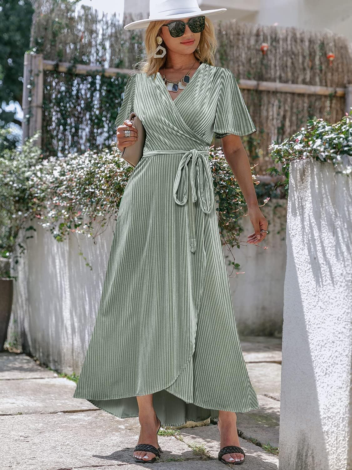 BerryGo Womens Velvet V Neck Wrap Semi Formal Dress Cocktail Party Maxi Dress for Wedding Guest BerryGo Womens Velvet V Neck Wrap Semi Formal Dress Cocktail Party Maxi Dress for Wedding Guest