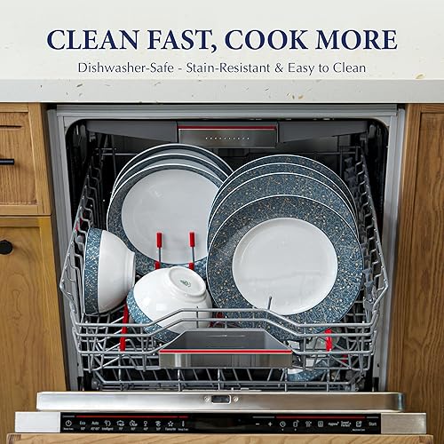 Miniatura 6 de Minh Long - Juego de vajilla de porcelana de 12 piezas, platos, cuencos, servicio para 4, resistente a astillamientos y arañazos, apto para horno