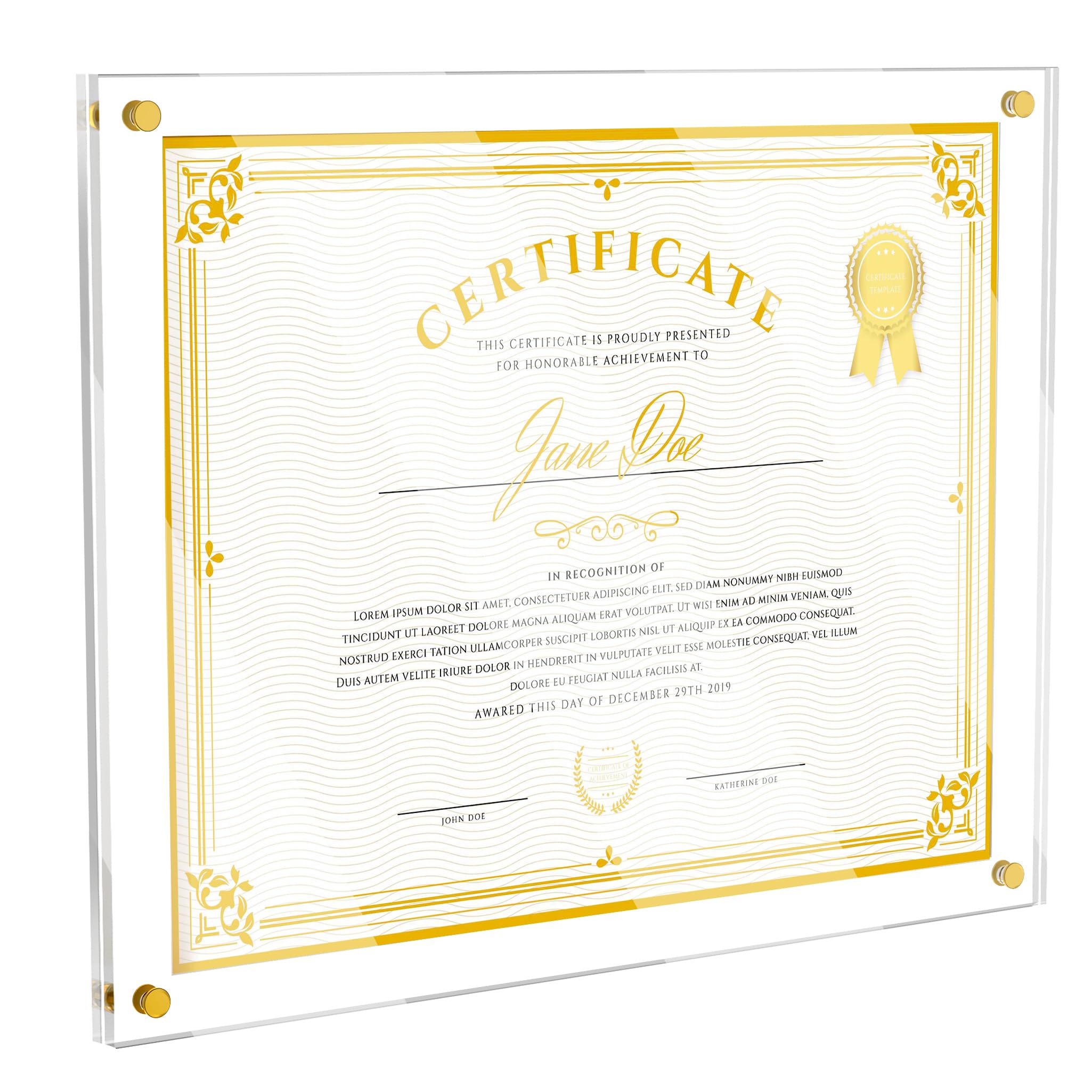 Photo 1 of 11X14 Acrylic Diploma Frame,Clear Floating Picture Frame for Wall No Drill