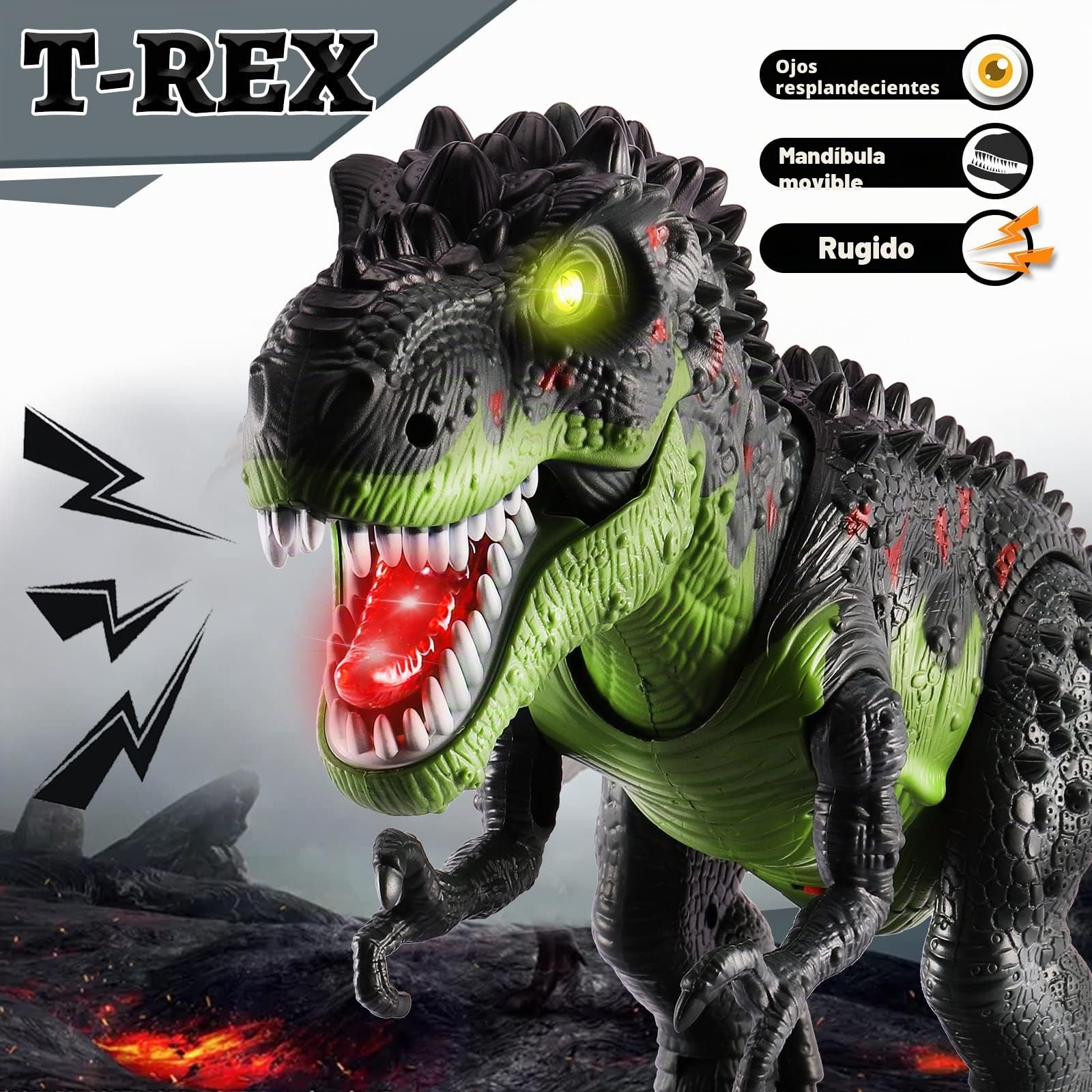 TOEY PLAY Dinosaurio Juguete Grande, Realistas Tiranosaurio Rex, Eléctrico Dinosaurios Juguetes con Sonido, Camina, Plástico Dino Figuras Regalos para Niños Niñas 3 Años (47 cm)