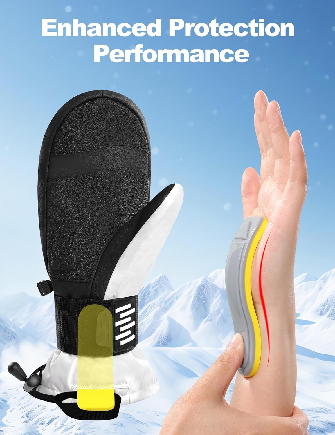 KUTOOK Winter Ski Mittens Men & Women Touchscreen Snow Mitts 3M Thinsulate Cold Weather Waterproof Gloves for Snowboarding Skiing Mountaineering