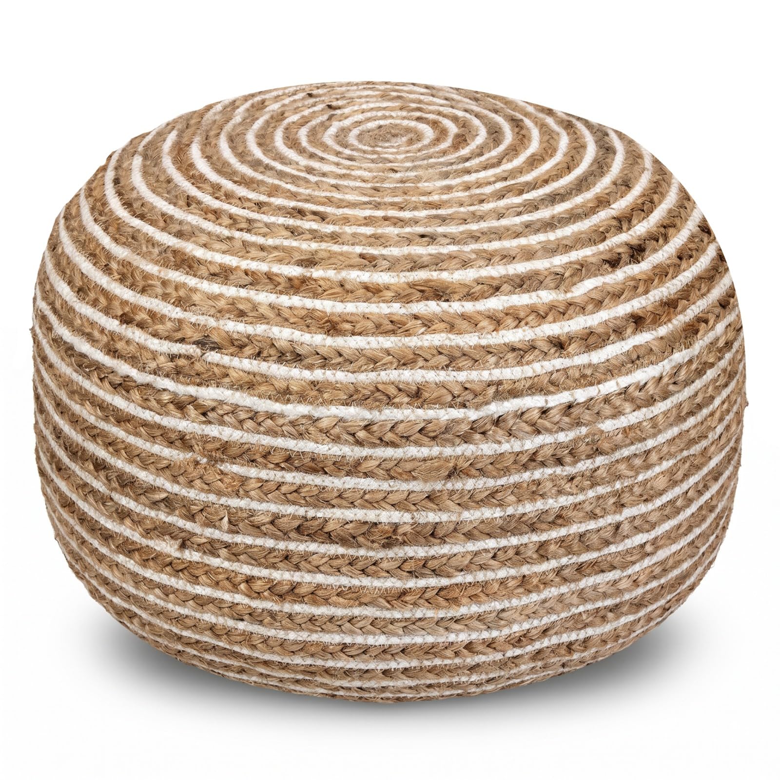 Premium Cotton Dori Ottoman Pouffes for Sitting Handcrafted Pouf for Living Room, Bedroom, Footrest, Office, Home, Beige 50X50X30 CM-image-43