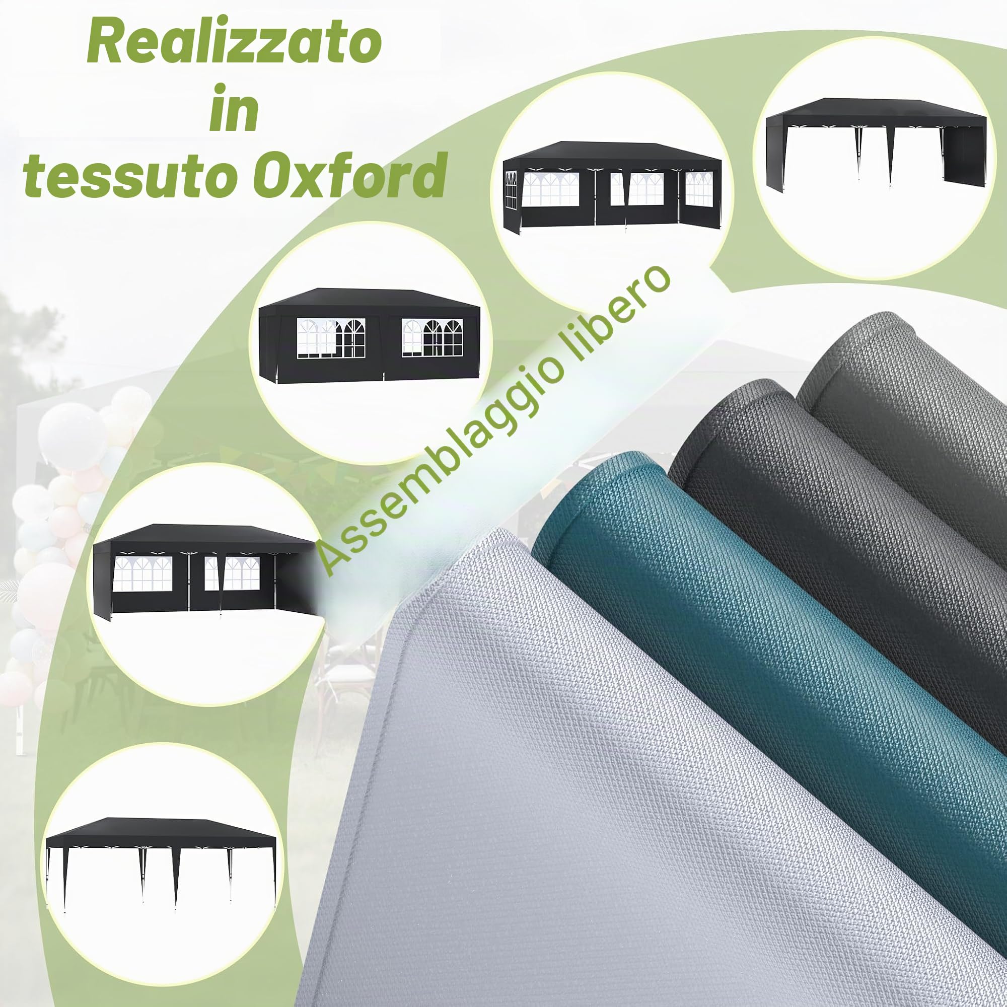 Aufun Gazebo pieghevole, 3 x 6 m, impermeabile, stabile, protezione UV con 6 pareti laterali, altezza regolabile, pop-up, tenda da giardino, gazebo da campeggio, per feste, festival, matrimoni, colore