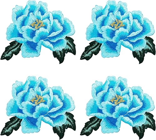 Mini Skater Parche bordado floral de peonía para planchar o coser, parche decorativo para ropa, chaquetas de mezclilla, camisetas, vestidos,