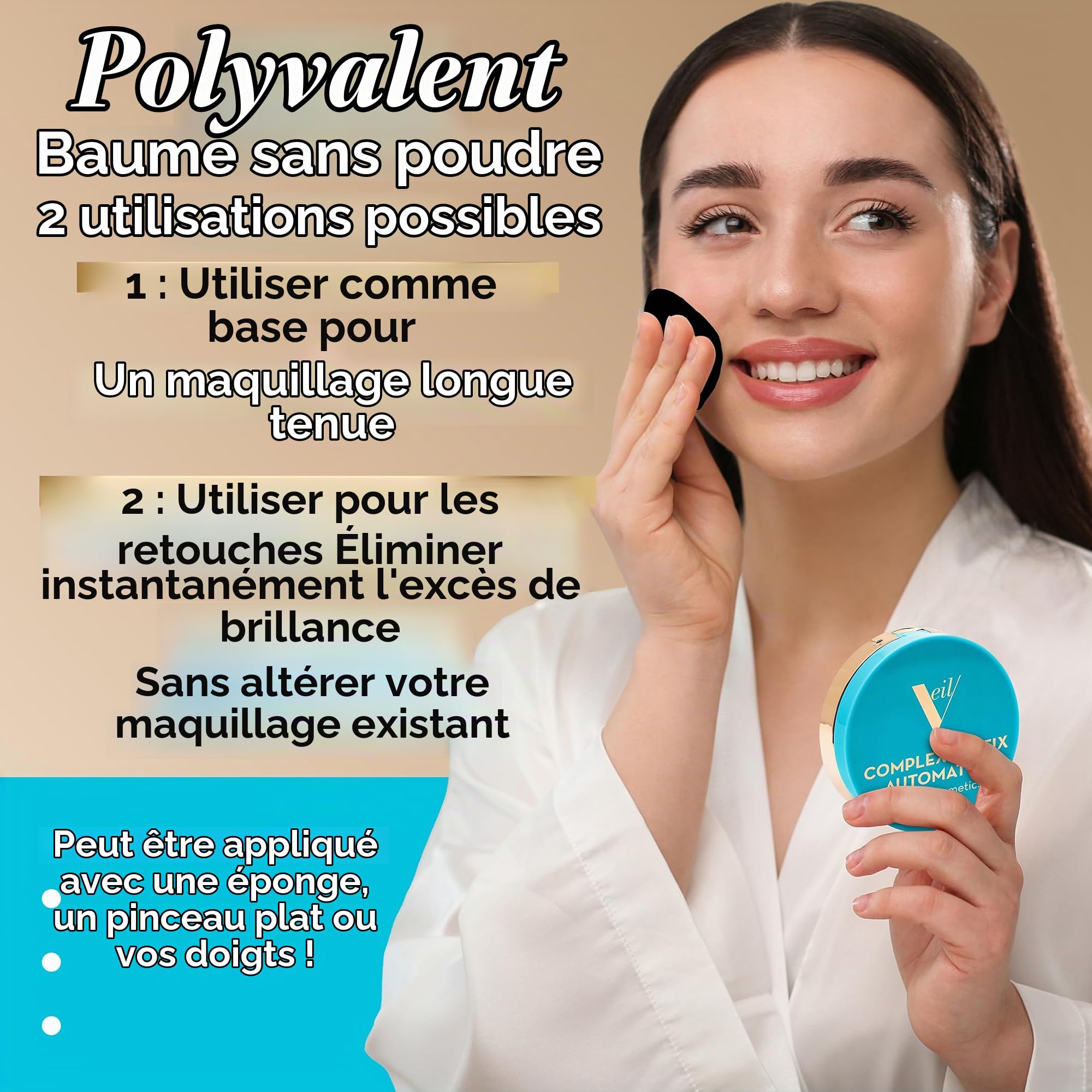 Veil Cosmetics | Automatte Mattifiant Balm | Maquillage anti-soshine translucide | Prime, Set, Mattify, retouche et retirer l'huile | Pores floue et ridules | TELECTEUR DE LISE | Tous types de peau