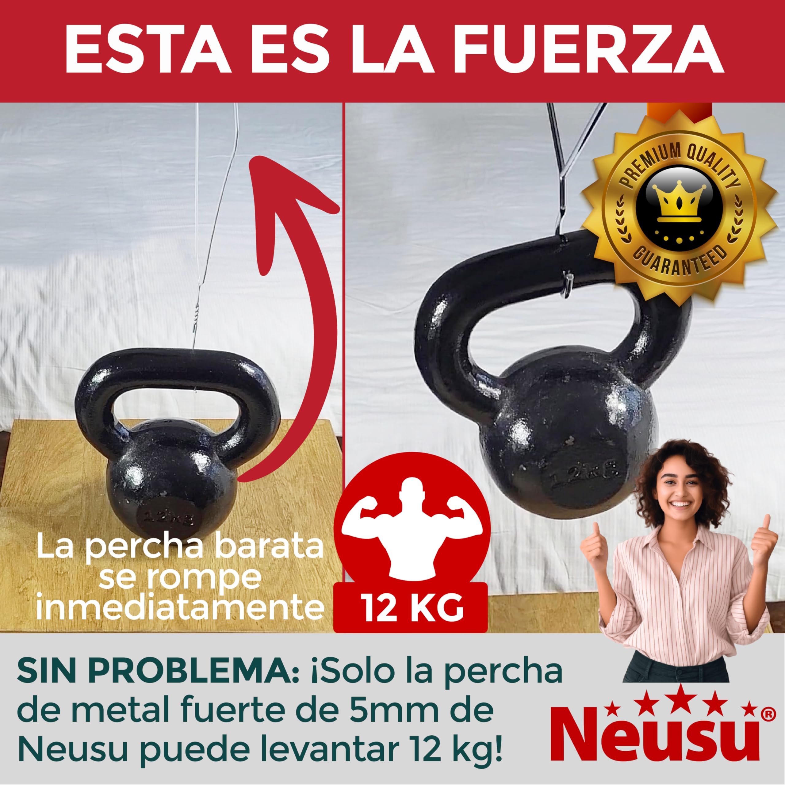 Neusu Perchas resistentes para armario (10) – 5 mm de metal utilizado por hoteles de primera calidad