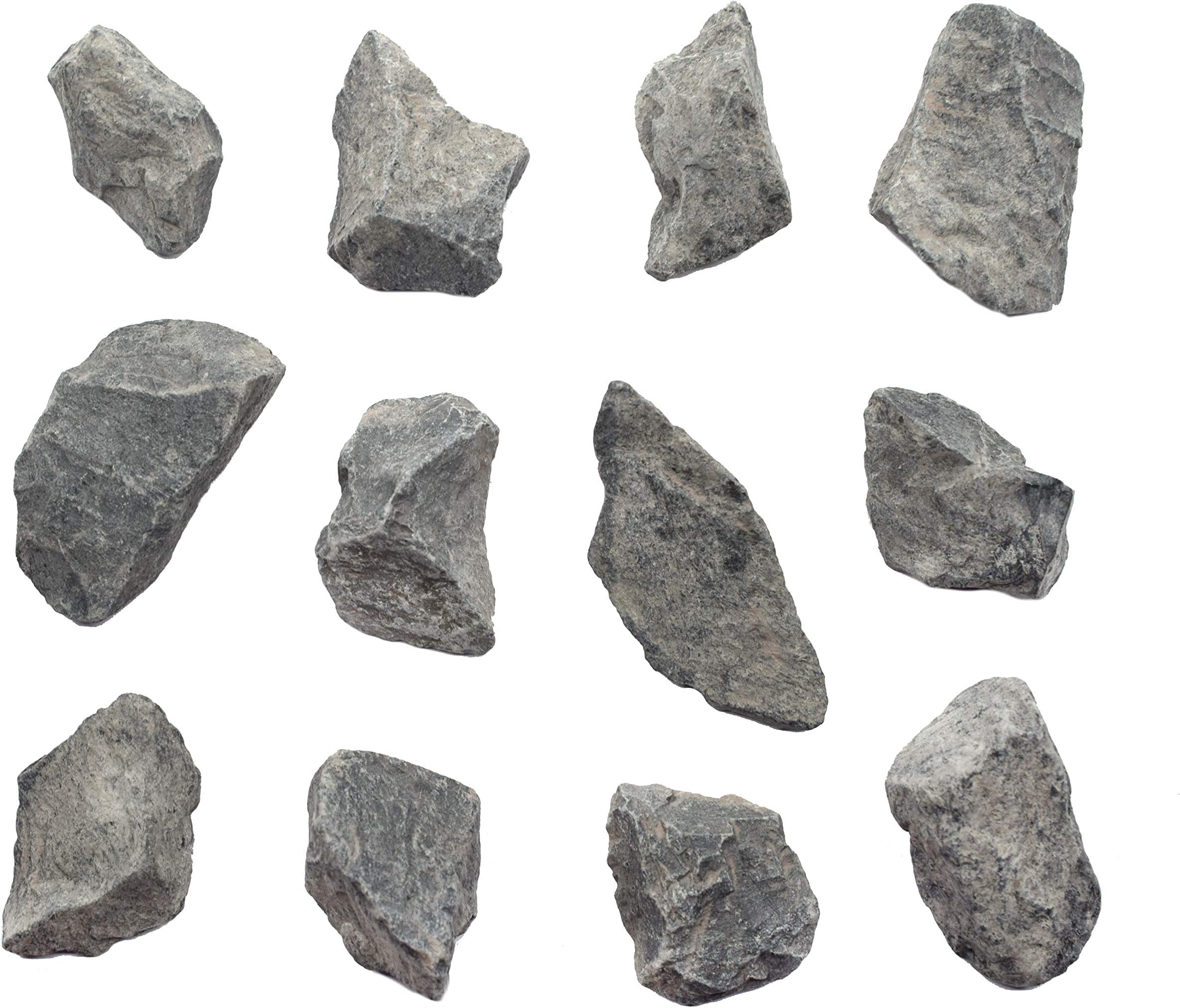 12PK Raw Gray Limestone, Sedimentary Rock Specimens - Approx. 1" - Geologist Selected & Hand Processed - Great for Science Classrooms - Class Pack