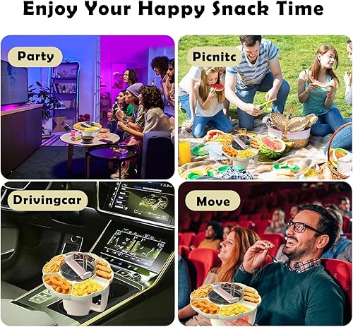 Miniatura 5 de Marspeeder Cuenco de aperitivos para vaso Stanley, bandeja dividida reutilizable con 5 compartimentos, soporte portátil para bandeja de aperitivos