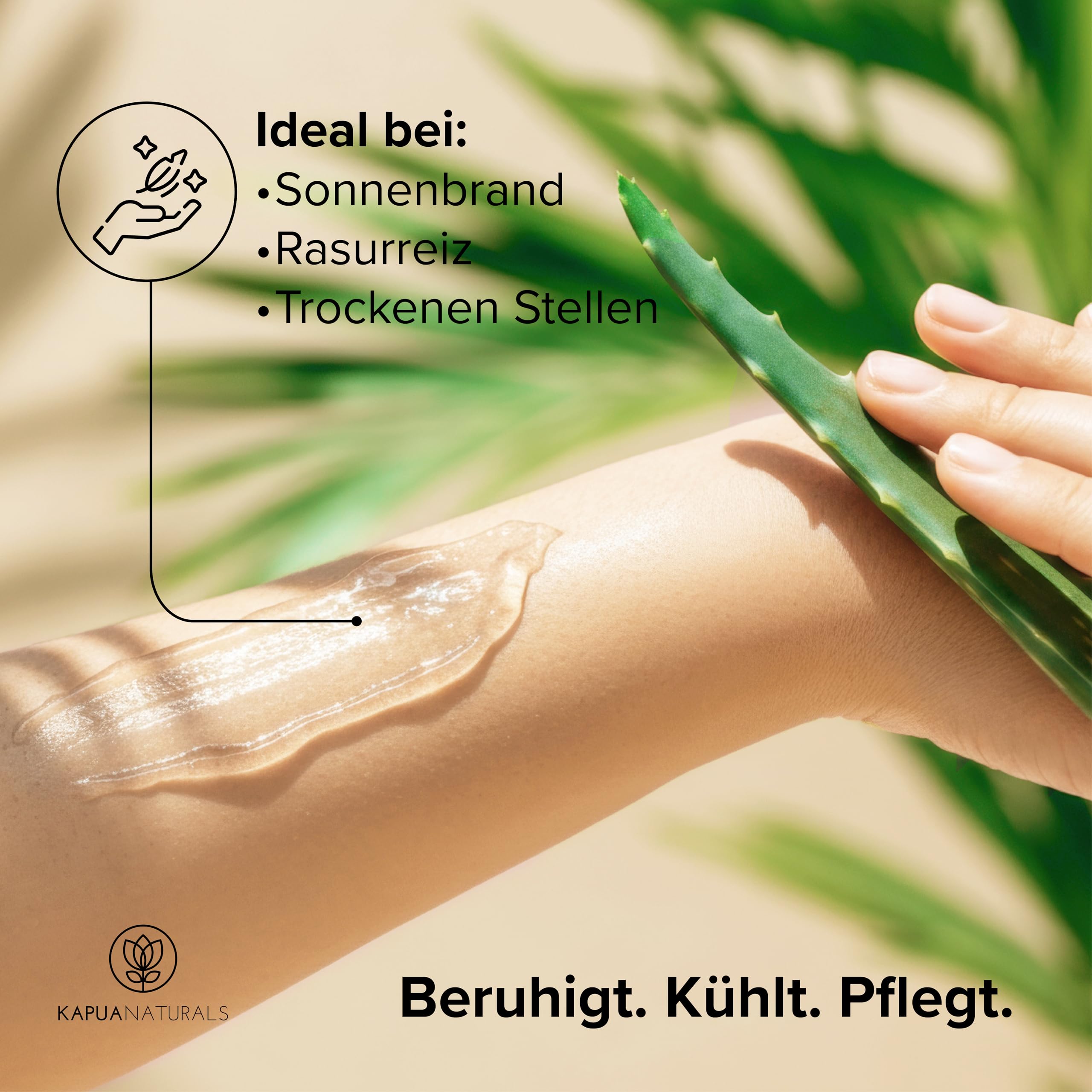 Żel Aloe Vera w 100% ekologiczny • 100% czysty sok z aloesu • z kwasem hialuronowym i pantenolem • wegański i bez substancji zapachowych • Czysty żel Aloe Vera do twarzy i ciała • Pielęgnacja po