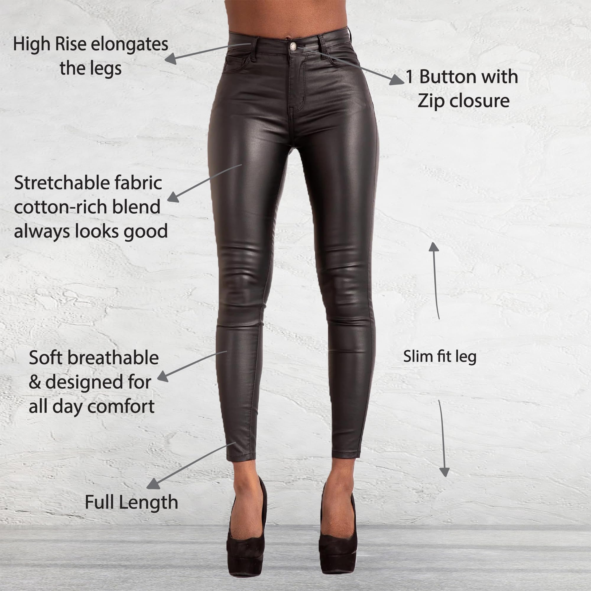 Glook Vita Alta Pelle Leggings per Donna Sexy Ecopelle Pantaloni