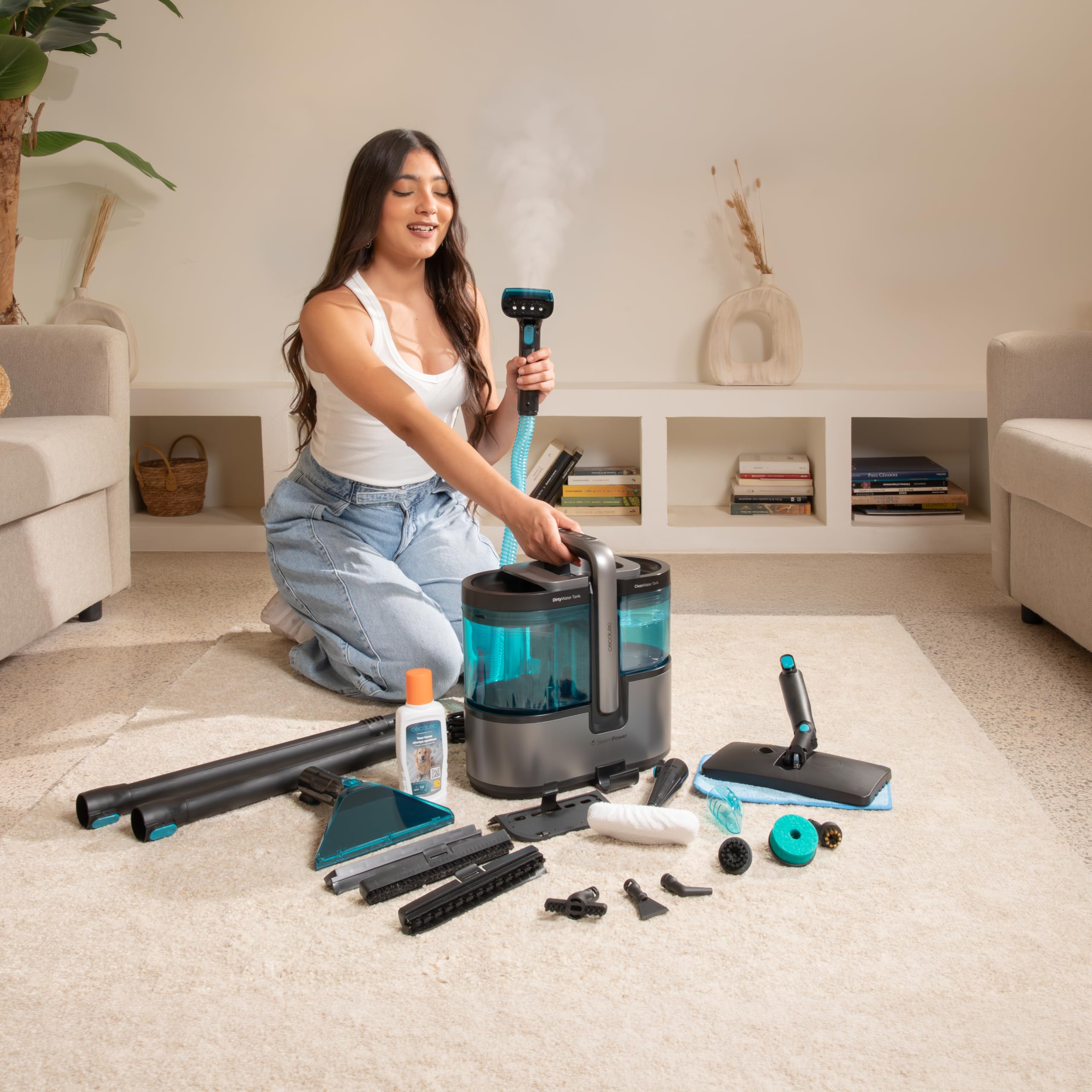 Cecotec Limpiador Aspirador Tapicerías con Función Vapor con Cable